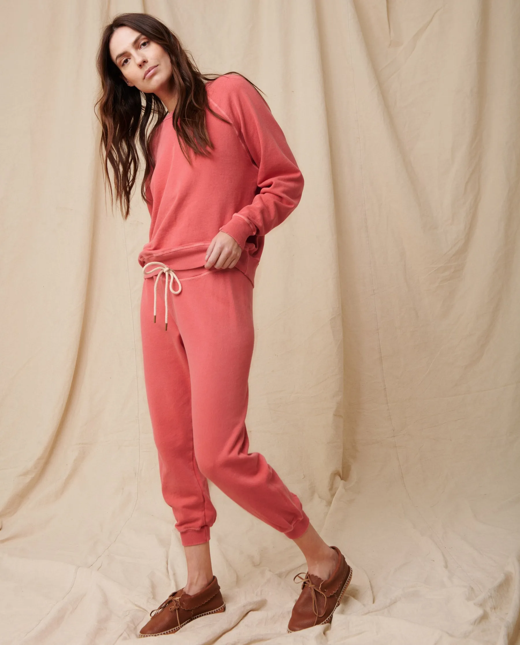 The Cropped Sweatpant. Solid -- Coral sold by THE GREAT. product image thumbnail 3
