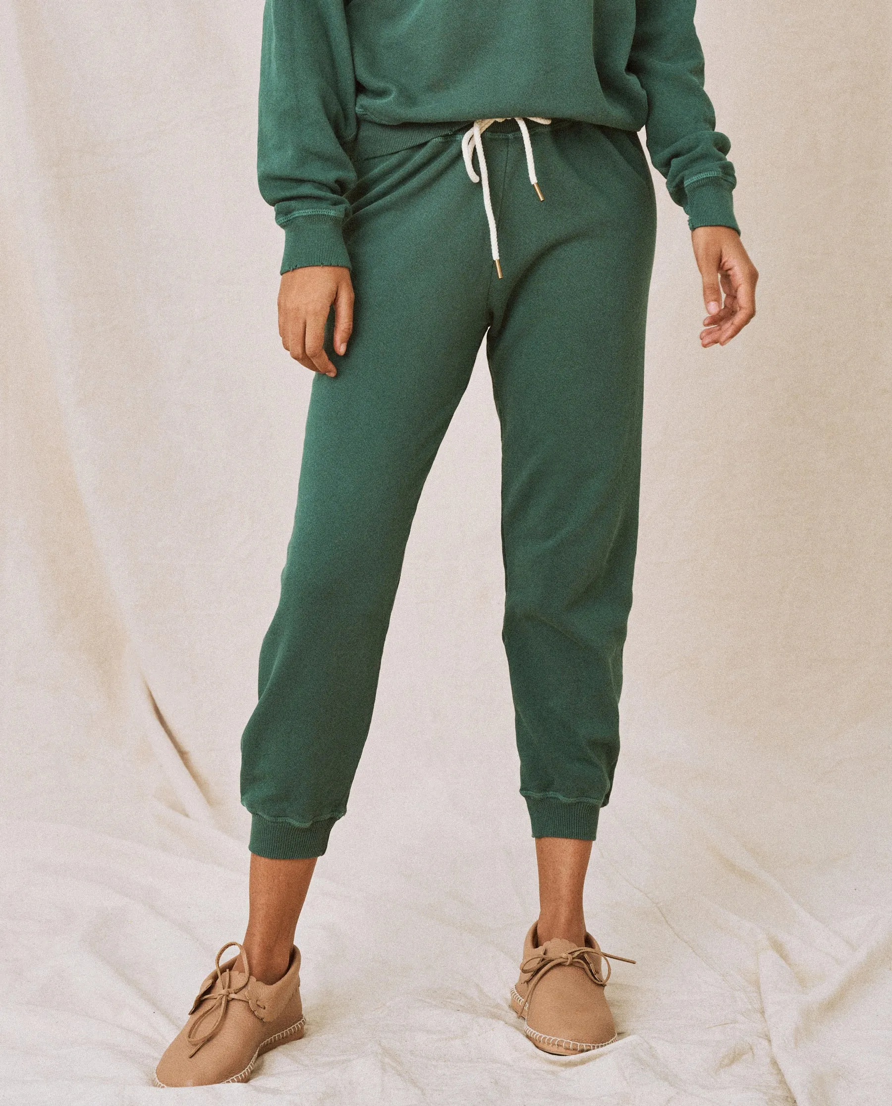 The Cropped Sweatpant. Solid -- Palm Leaf sold by THE GREAT. product image thumbnail 3