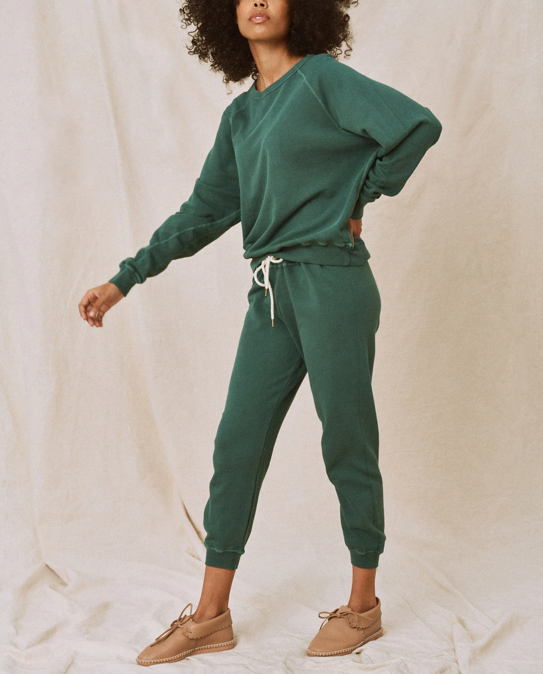 The Cropped Sweatpant. Solid -- Palm Leaf sold by THE GREAT. product image thumbnail 4