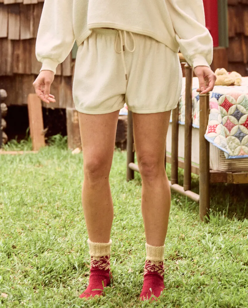 The Plush Bloomer Short. -- Cream sold by THE GREAT.