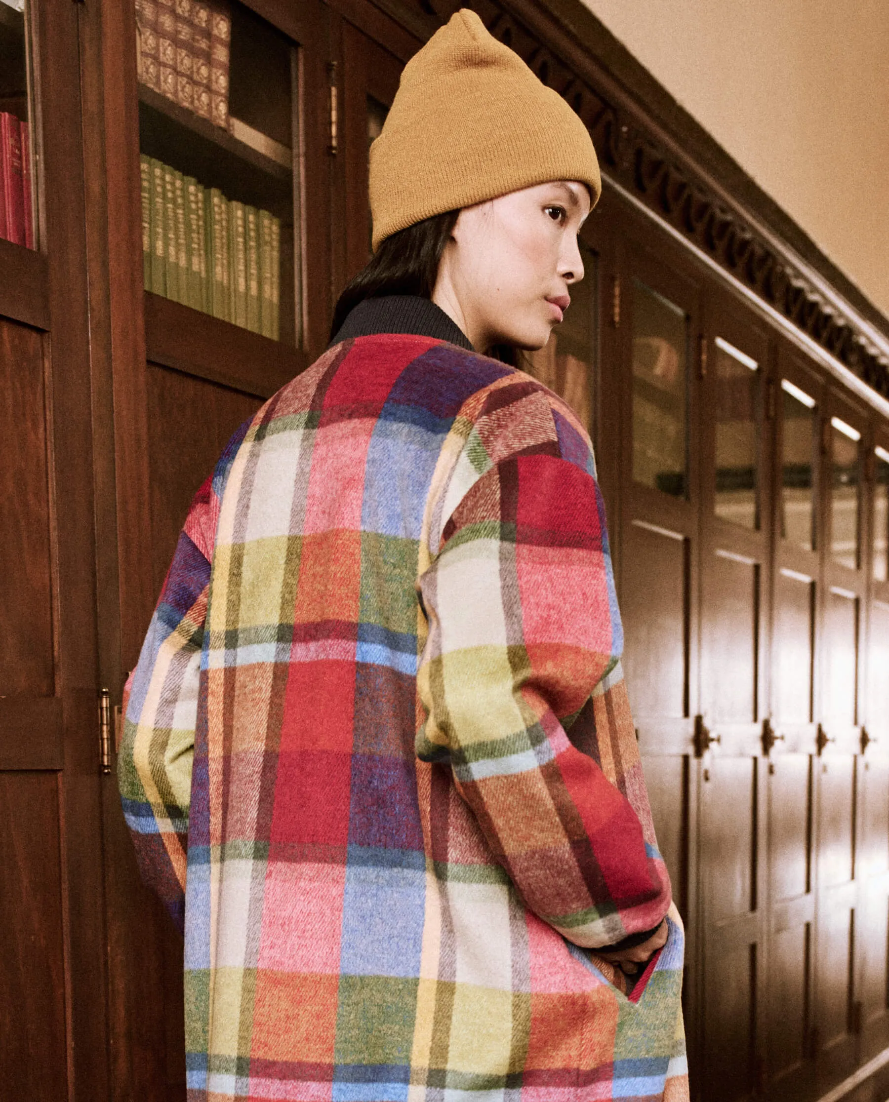 The Long Bomber. -- Bright Mixed Plaid sold by THE GREAT. product image thumbnail 5