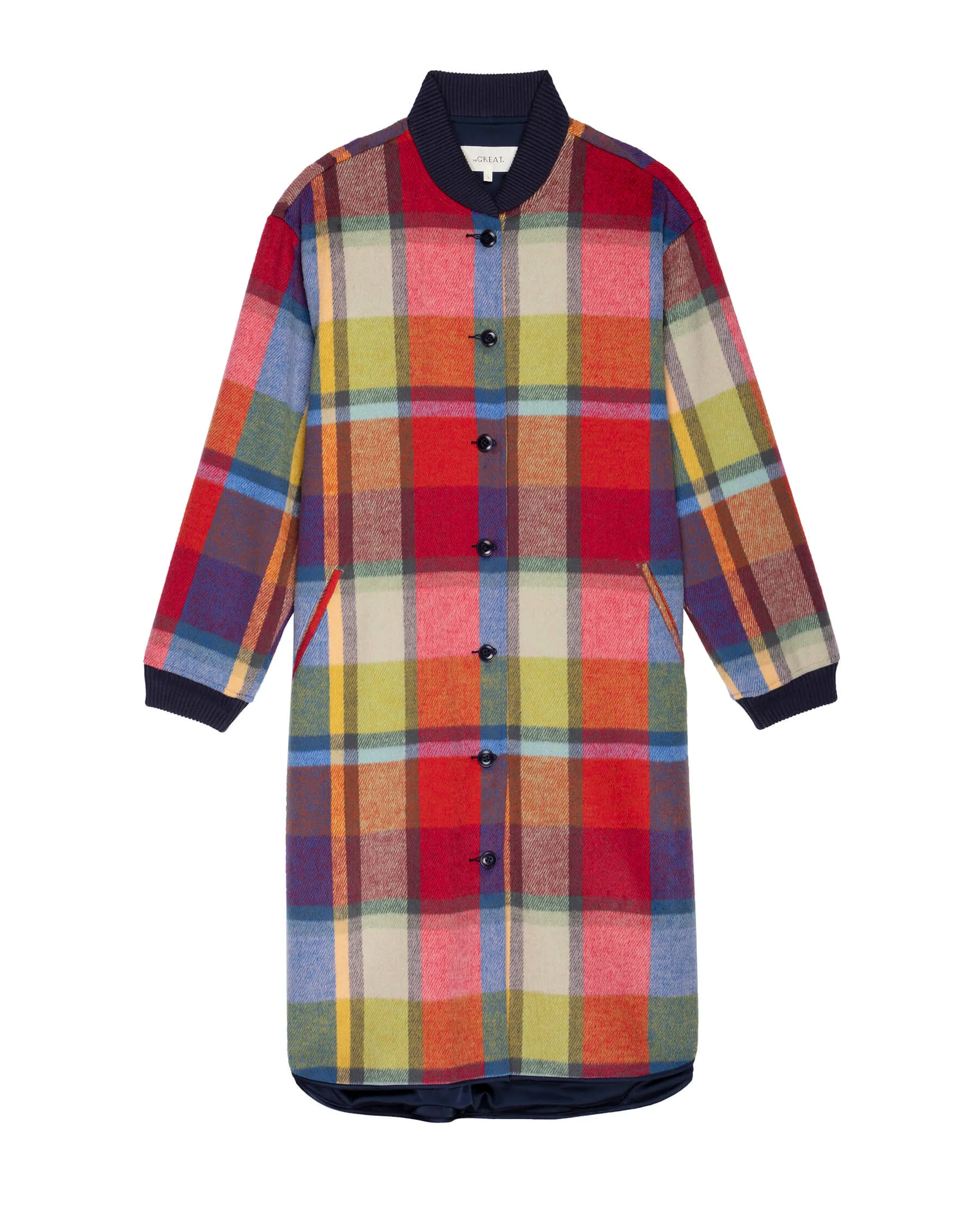The Long Bomber. -- Bright Mixed Plaid sold by THE GREAT.