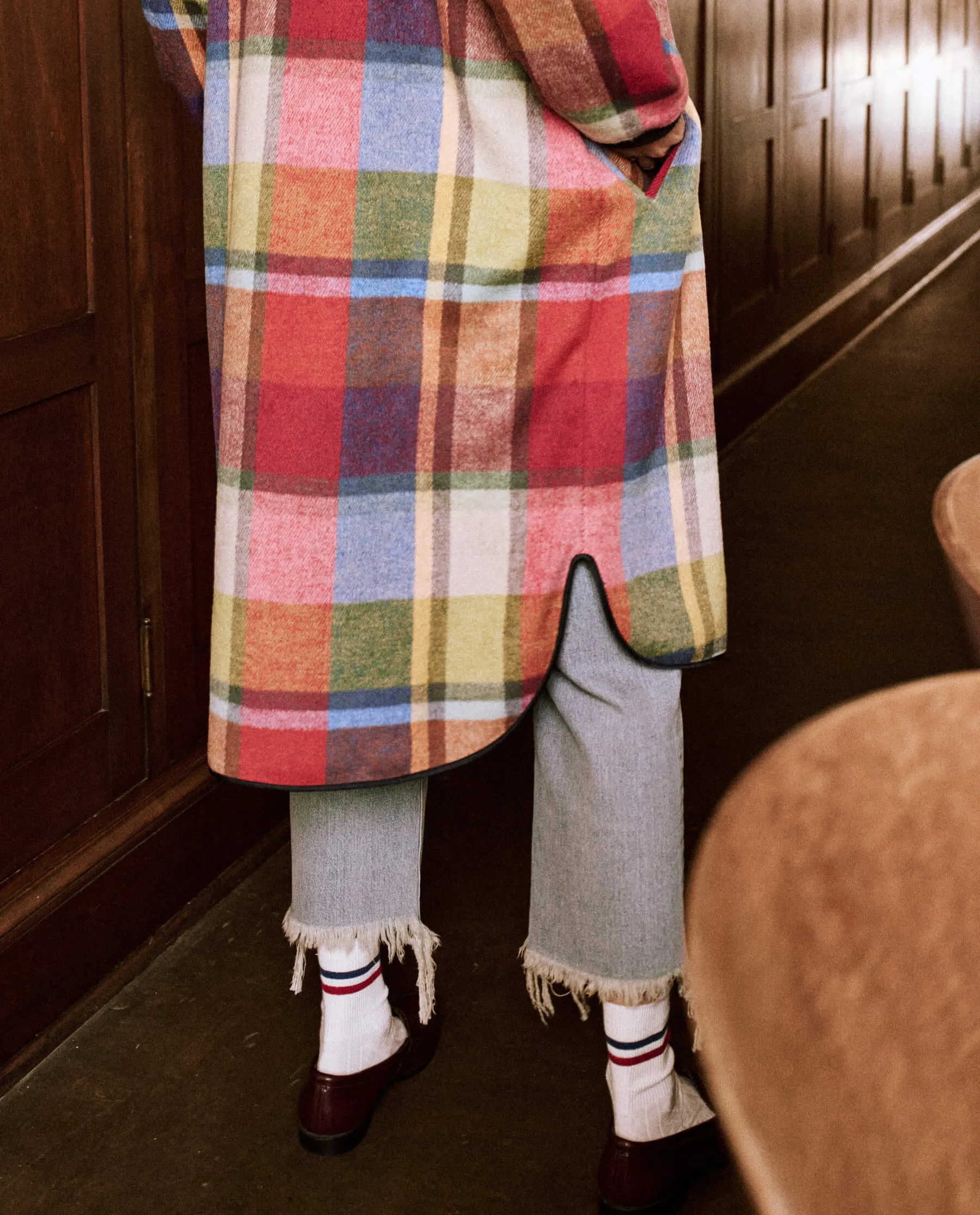 The Long Bomber. -- Bright Mixed Plaid sold by THE GREAT. product image thumbnail 4