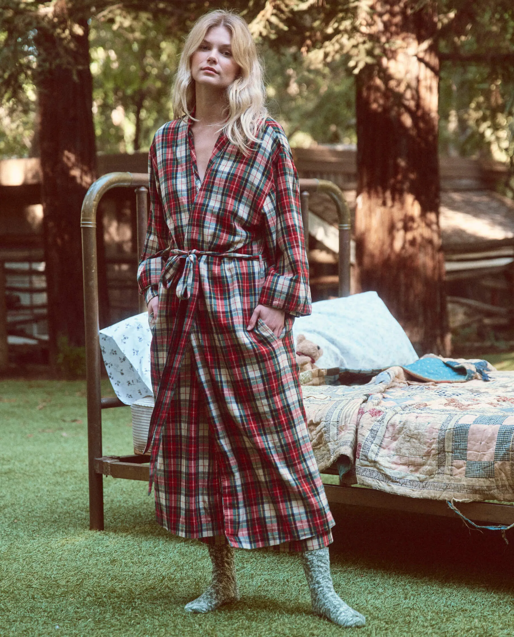 The Robe. -- Winter Cabin Plaid sold by THE GREAT.