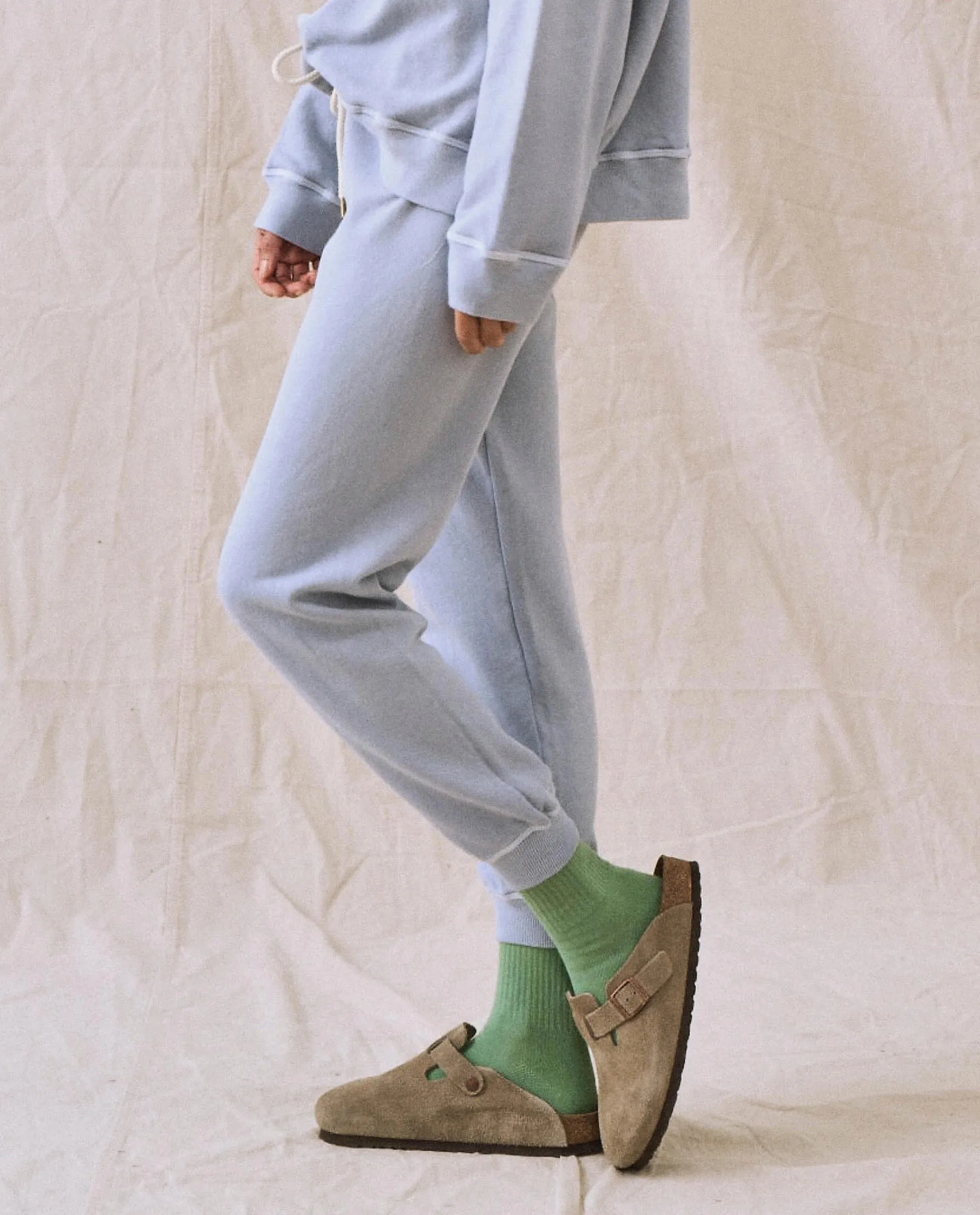 The Cropped Sweatpant. Solid -- Whisper Blue sold by THE GREAT. product image thumbnail 4