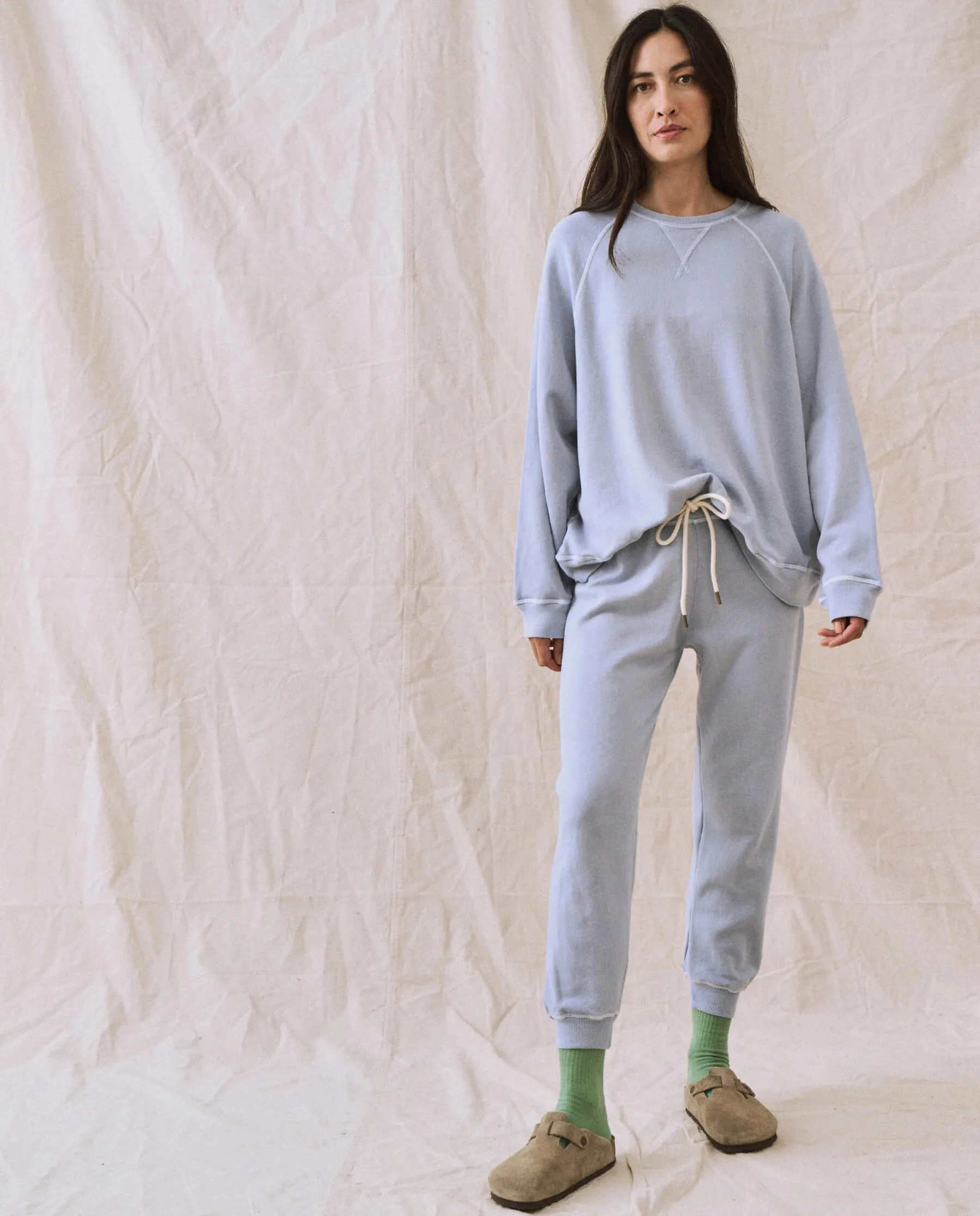 The Cropped Sweatpant. Solid -- Whisper Blue sold by THE GREAT. product image thumbnail 3