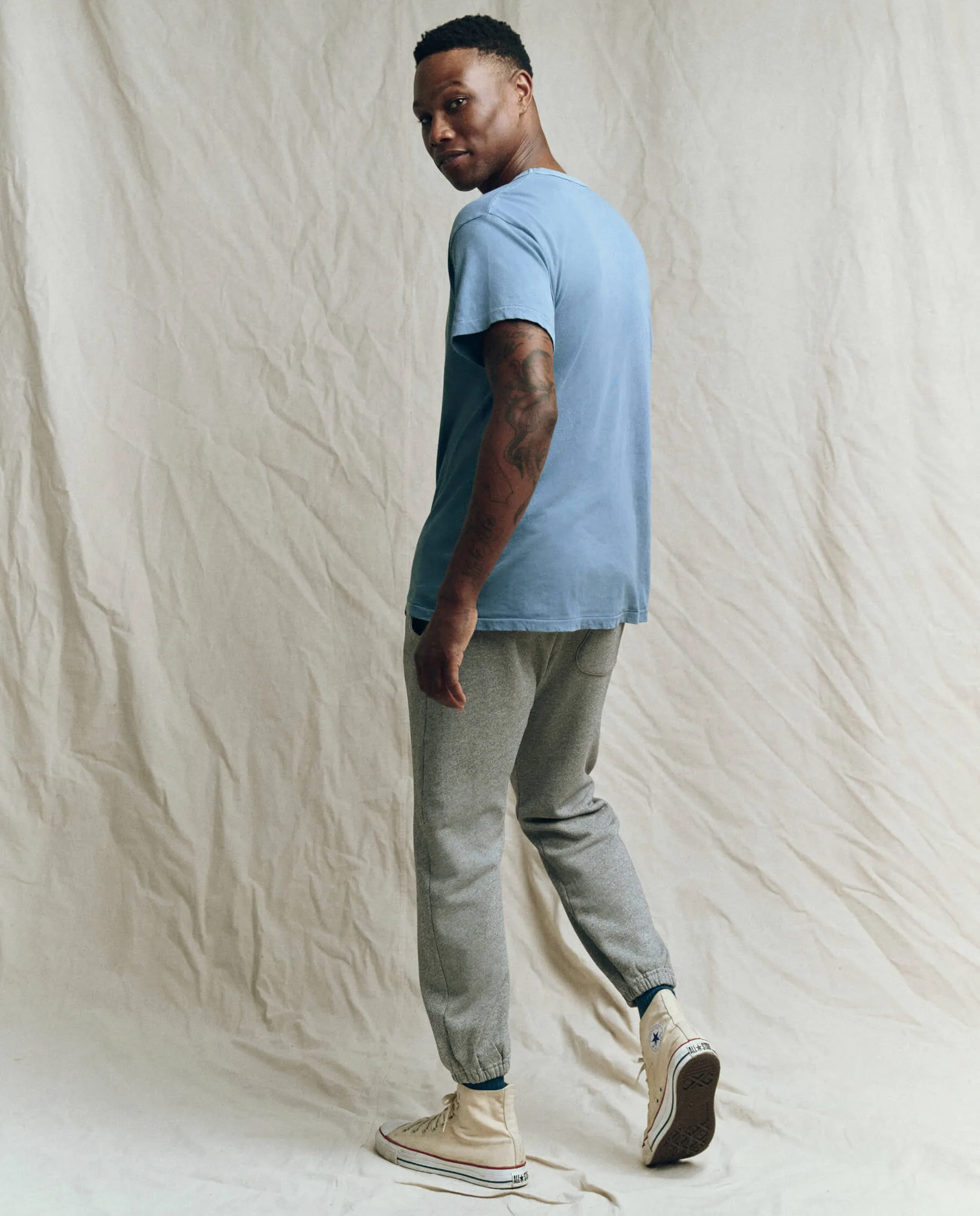 The Men's Boxy Crew. -- Vintage Cornflower sold by THE GREAT. product image thumbnail 4