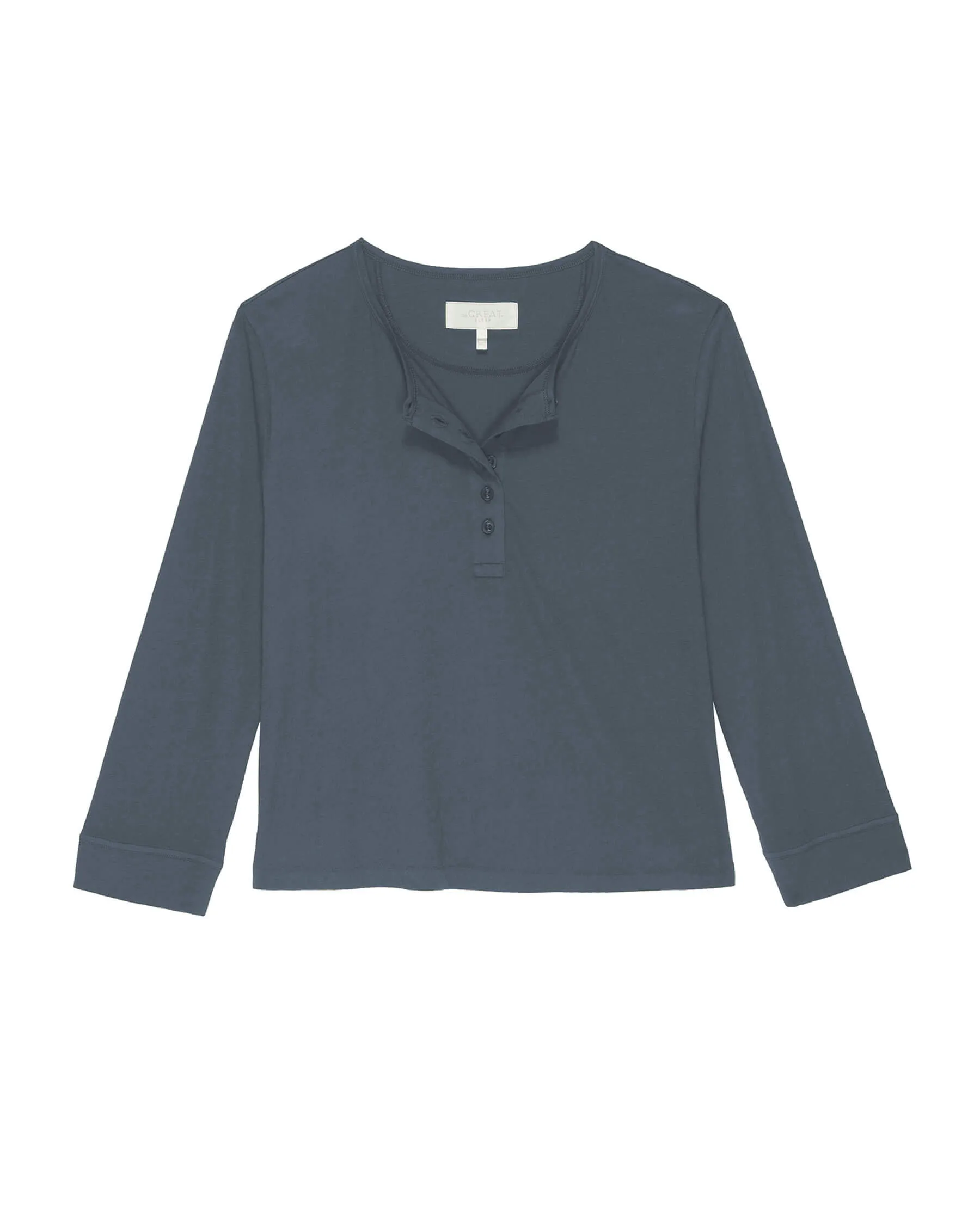 The Crop Sleep Henley. -- Blue Haze sold by THE GREAT.