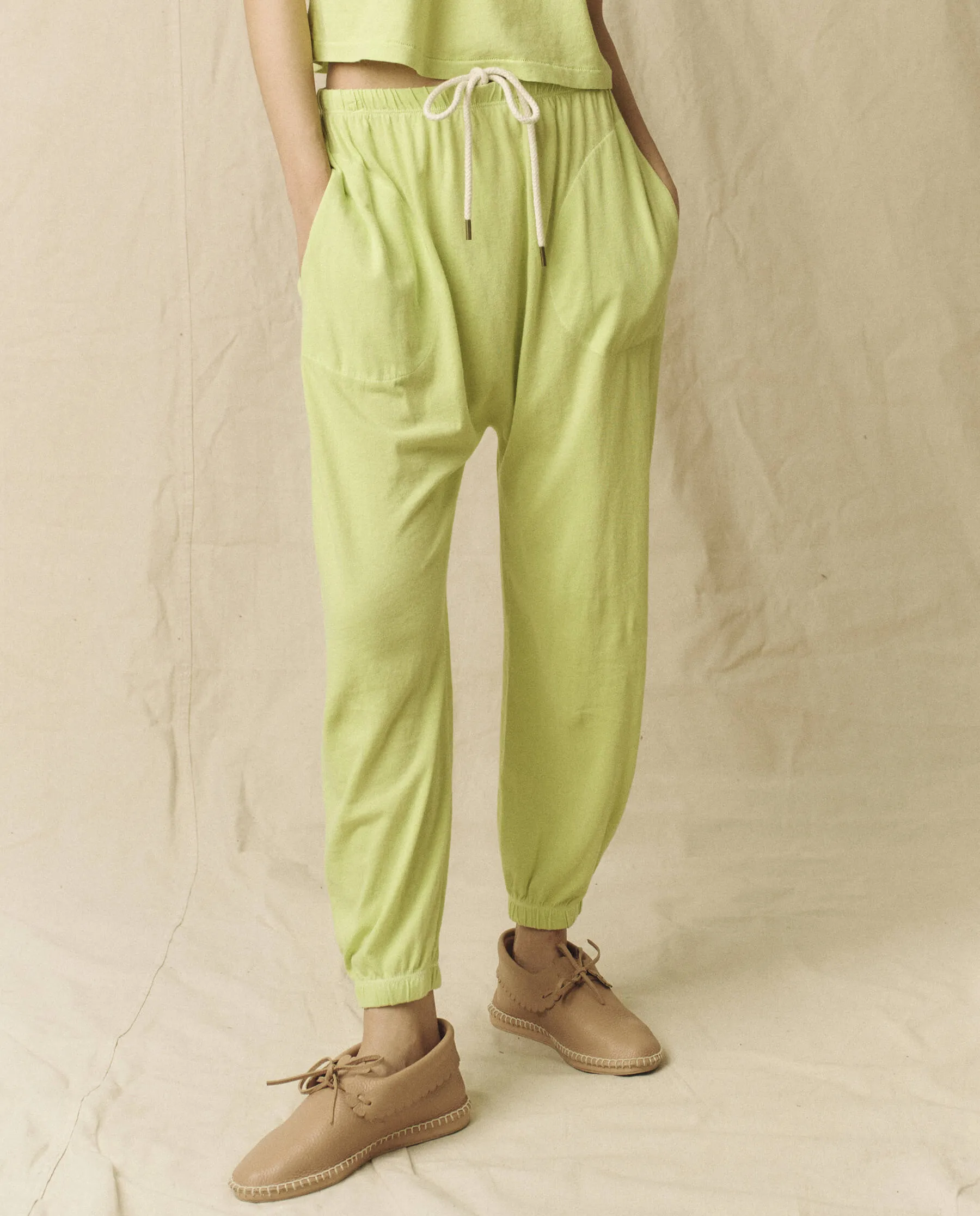 The Jersey Jogger Pant. -- Lime Zest sold by THE GREAT. product image thumbnail 4