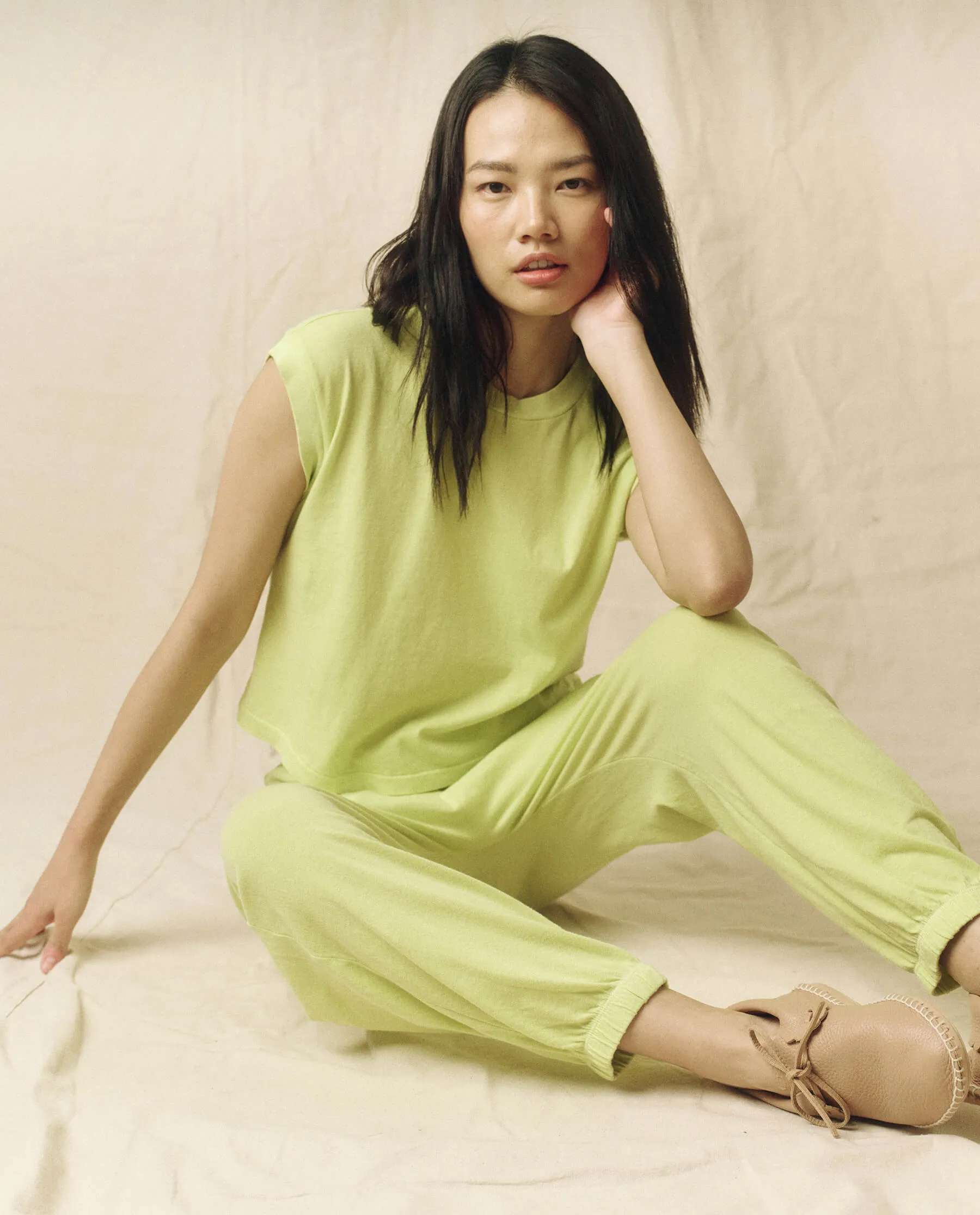 The Jersey Jogger Pant. -- Lime Zest sold by THE GREAT. product image thumbnail 5