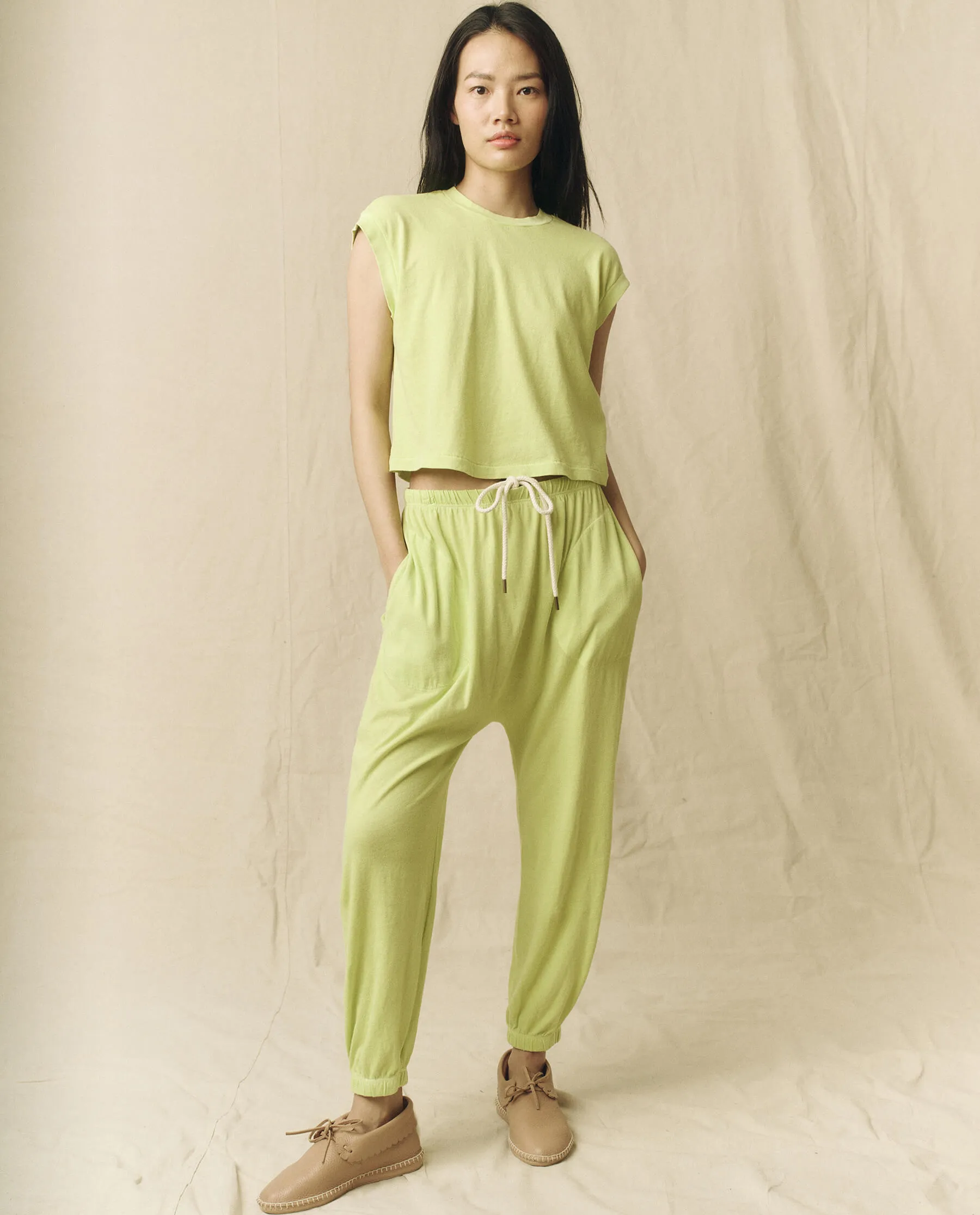 The Jersey Jogger Pant. -- Lime Zest sold by THE GREAT. product image thumbnail 2