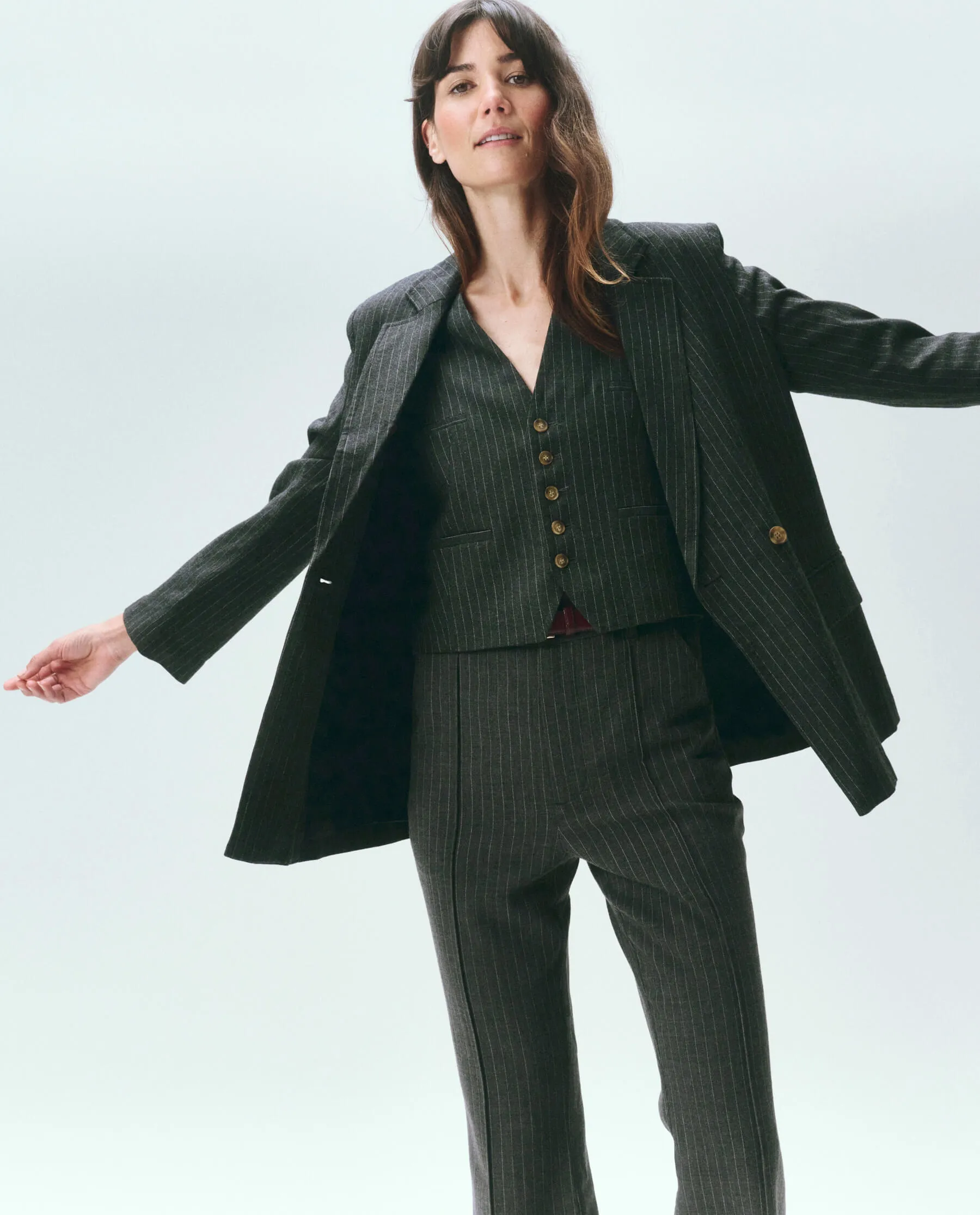 The Shlumpy Blazer. -- Gray Pin Stripe sold by THE GREAT. product image thumbnail 2