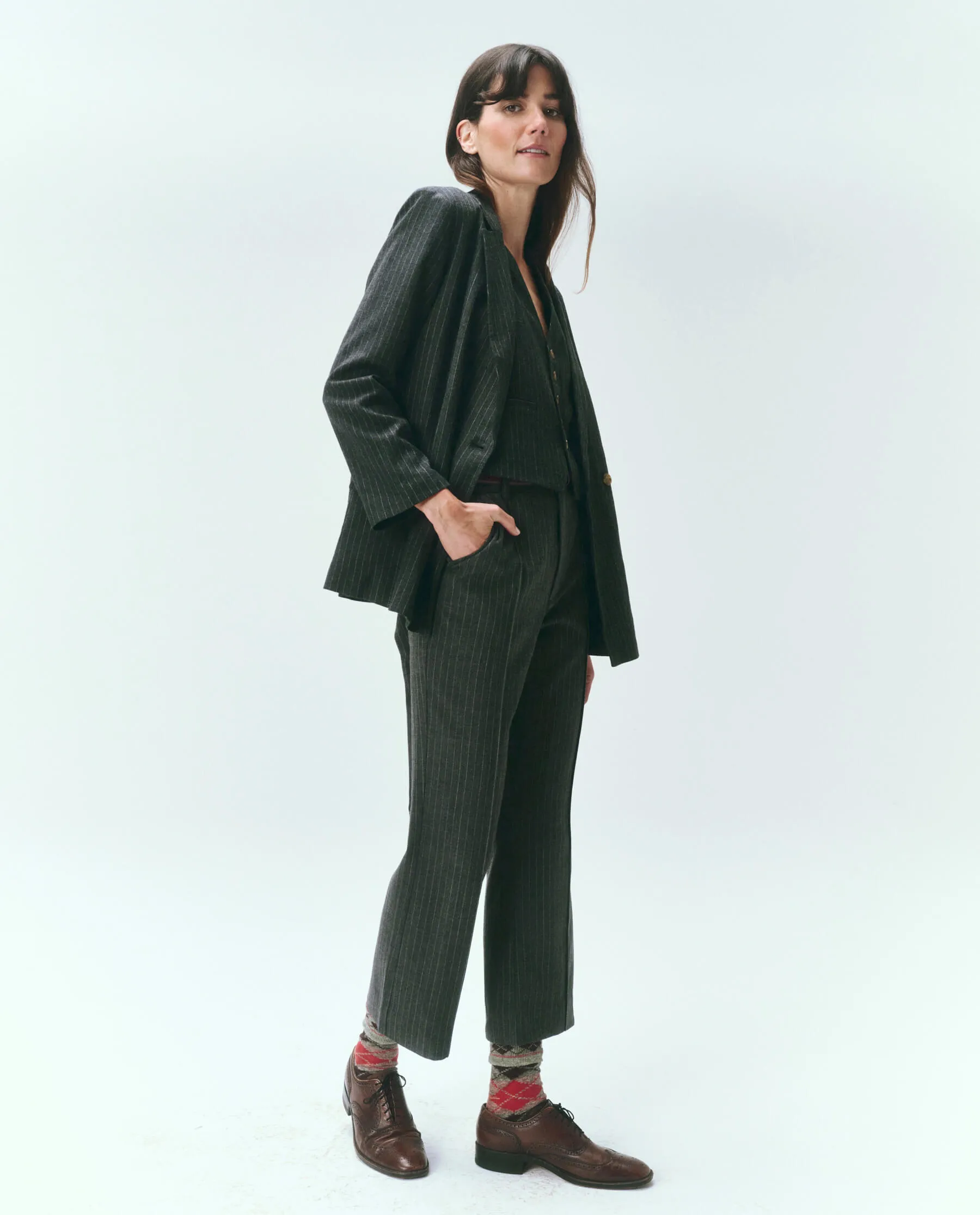 The Shlumpy Blazer. -- Gray Pin Stripe sold by THE GREAT. product image thumbnail 3