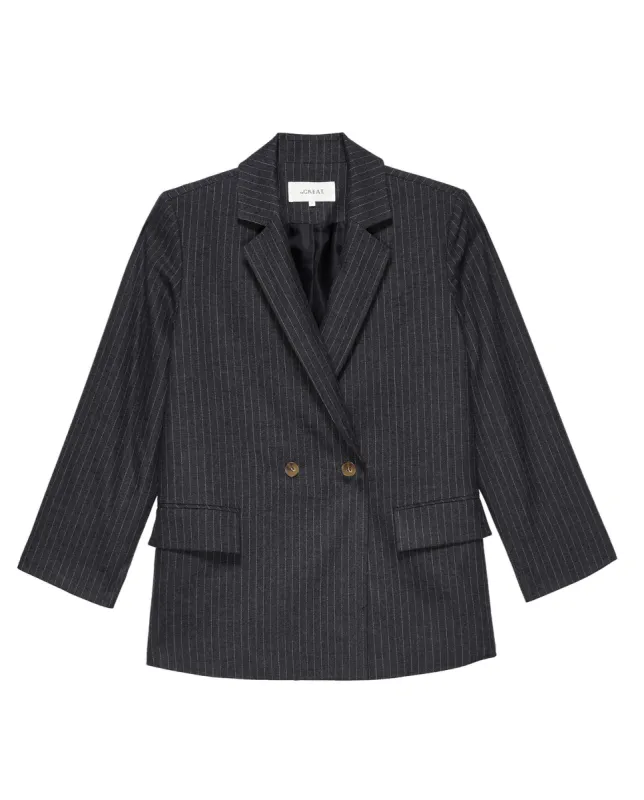 The Shlumpy Blazer. -- Gray Pin Stripe sold by THE GREAT.