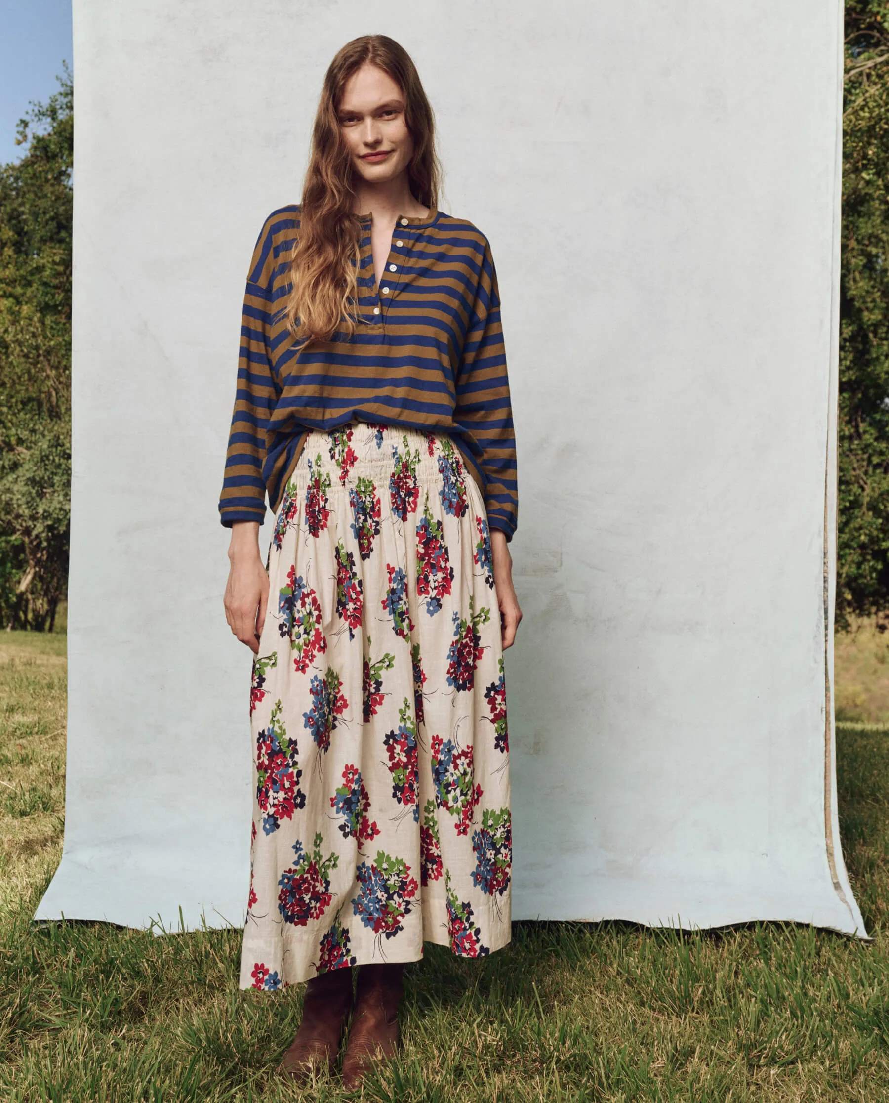 The Viola Skirt. -- Oasis Floral sold by THE GREAT. product image thumbnail 4