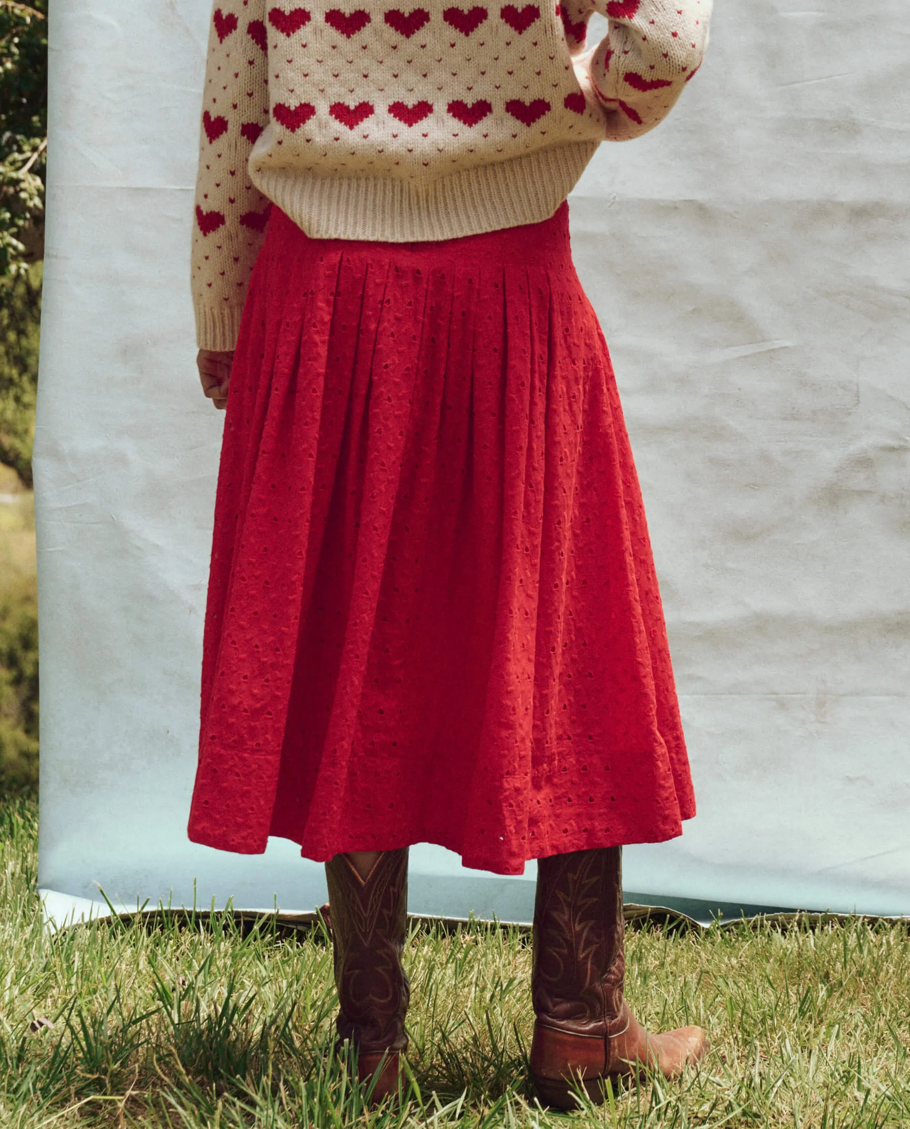 The Rhythm Skirt. -- Red Rose sold by THE GREAT. product image thumbnail 2