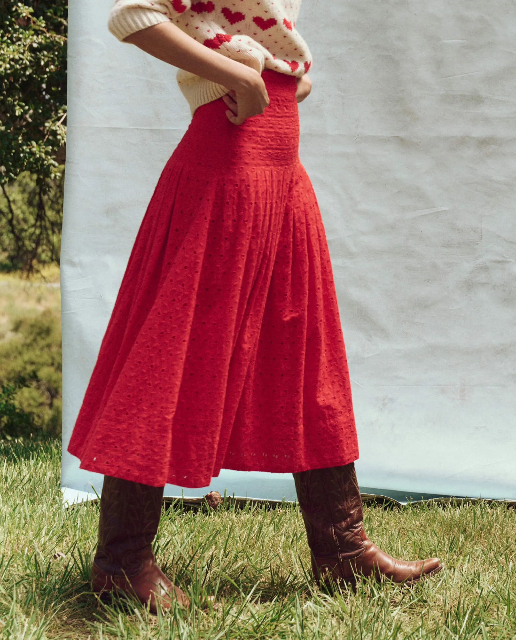 The Rhythm Skirt. -- Red Rose sold by THE GREAT. product image thumbnail 3