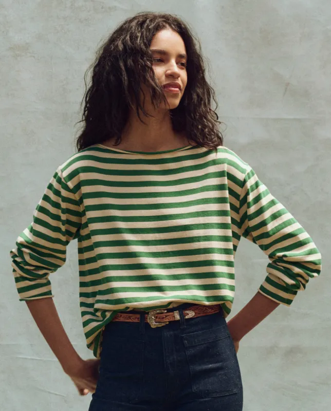The Sailor Sweater. -- Dill Stripe sold by THE GREAT.