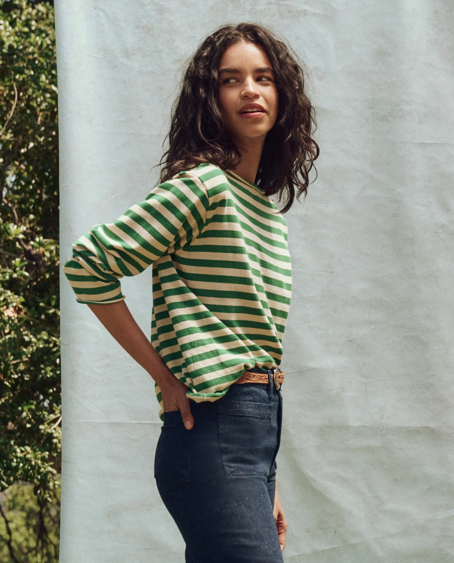 The Sailor Sweater. -- Dill Stripe sold by THE GREAT. product image thumbnail 3