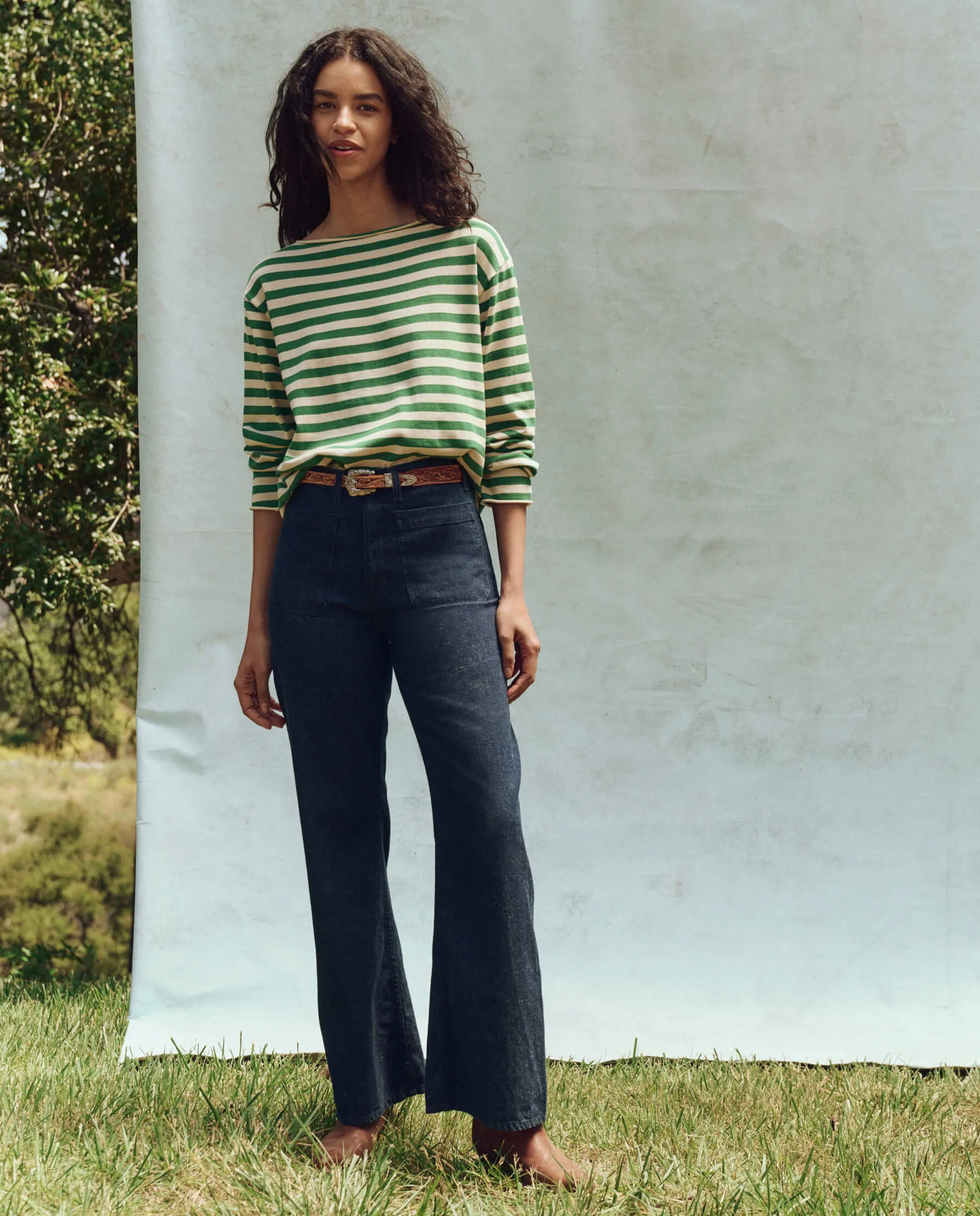 The Sailor Sweater. -- Dill Stripe sold by THE GREAT. product image thumbnail 4