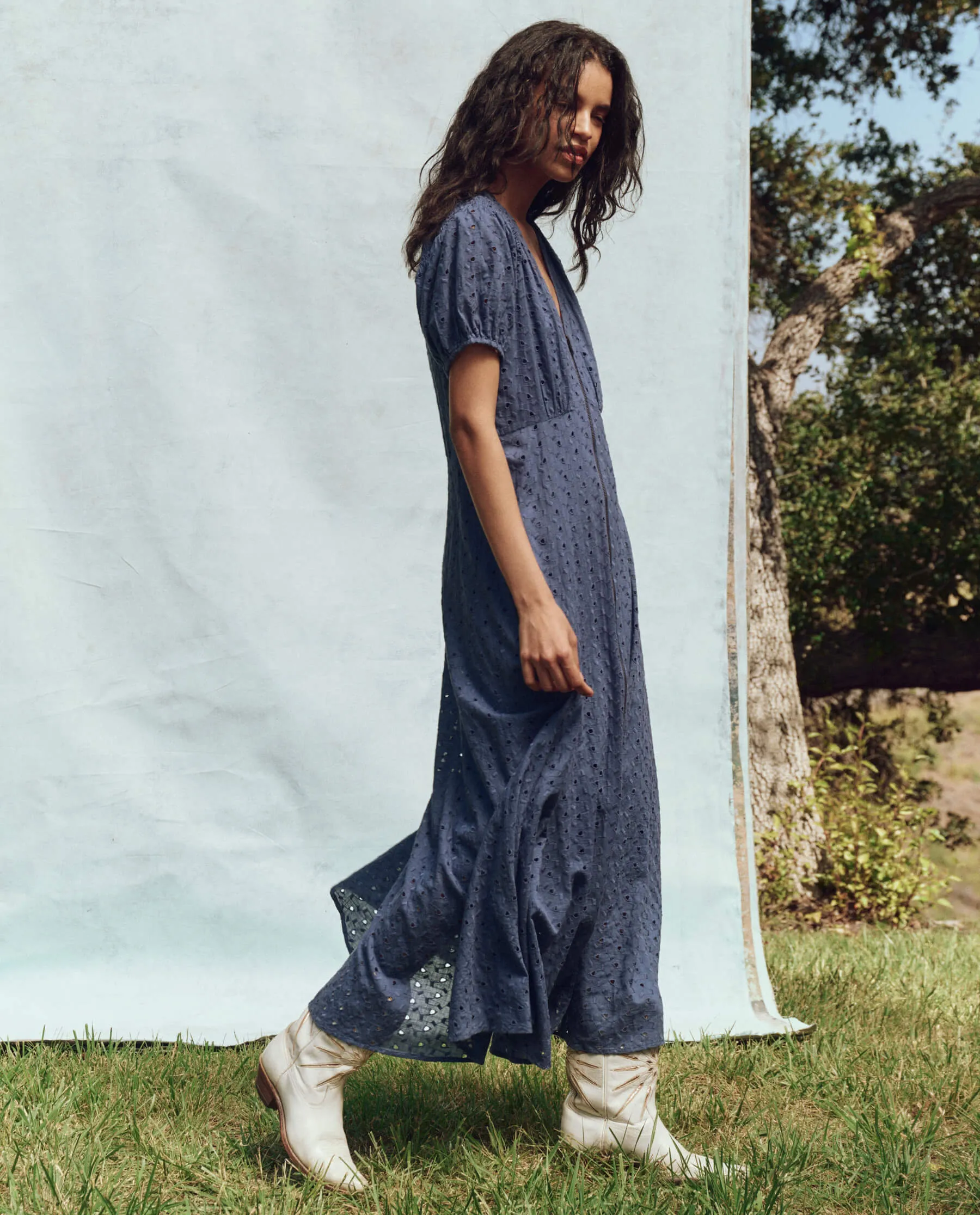 The Veranda Dress. -- Riverside Blue sold by THE GREAT. product image thumbnail 3