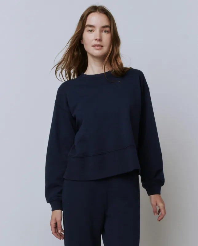 The League Sweatshirt. -- True Navy sold by THE GREAT.