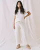 The Wide Leg Cropped Sweatpant. -- Washed White sold by THE GREAT.