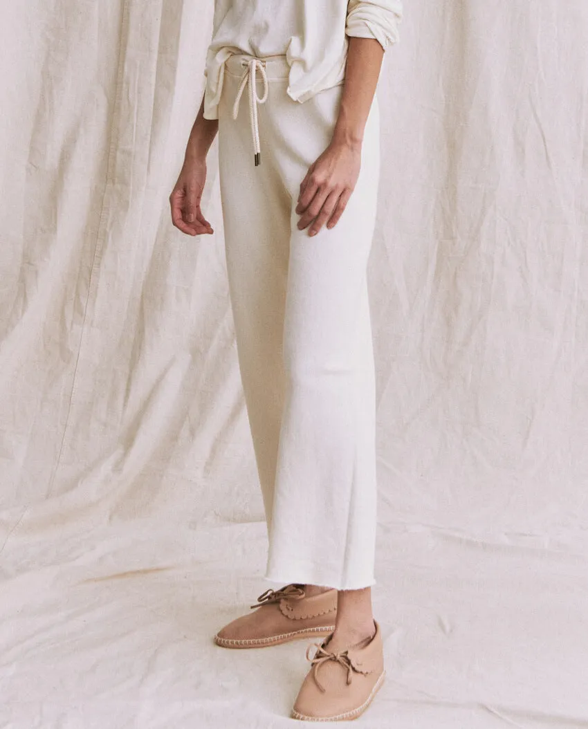 The Wide Leg Cropped Sweatpant. -- Washed White sold by THE GREAT. product image thumbnail 4