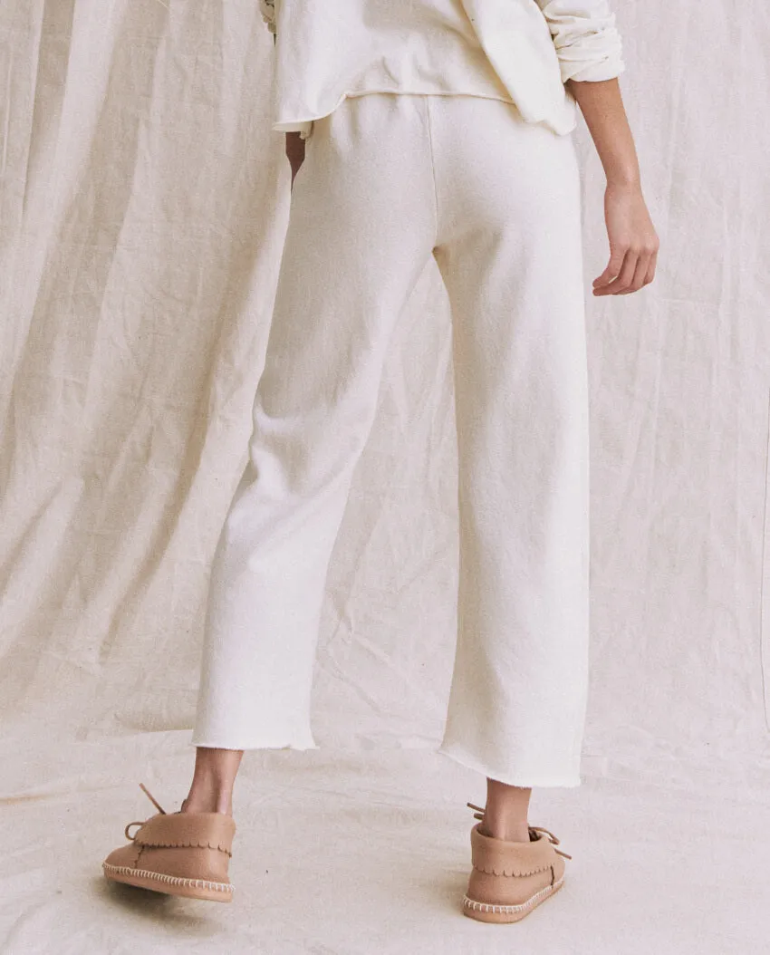 The Wide Leg Cropped Sweatpant. -- Washed White sold by THE GREAT. product image thumbnail 2