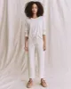 The Wide Leg Cropped Sweatpant. -- Washed White sold by THE GREAT.