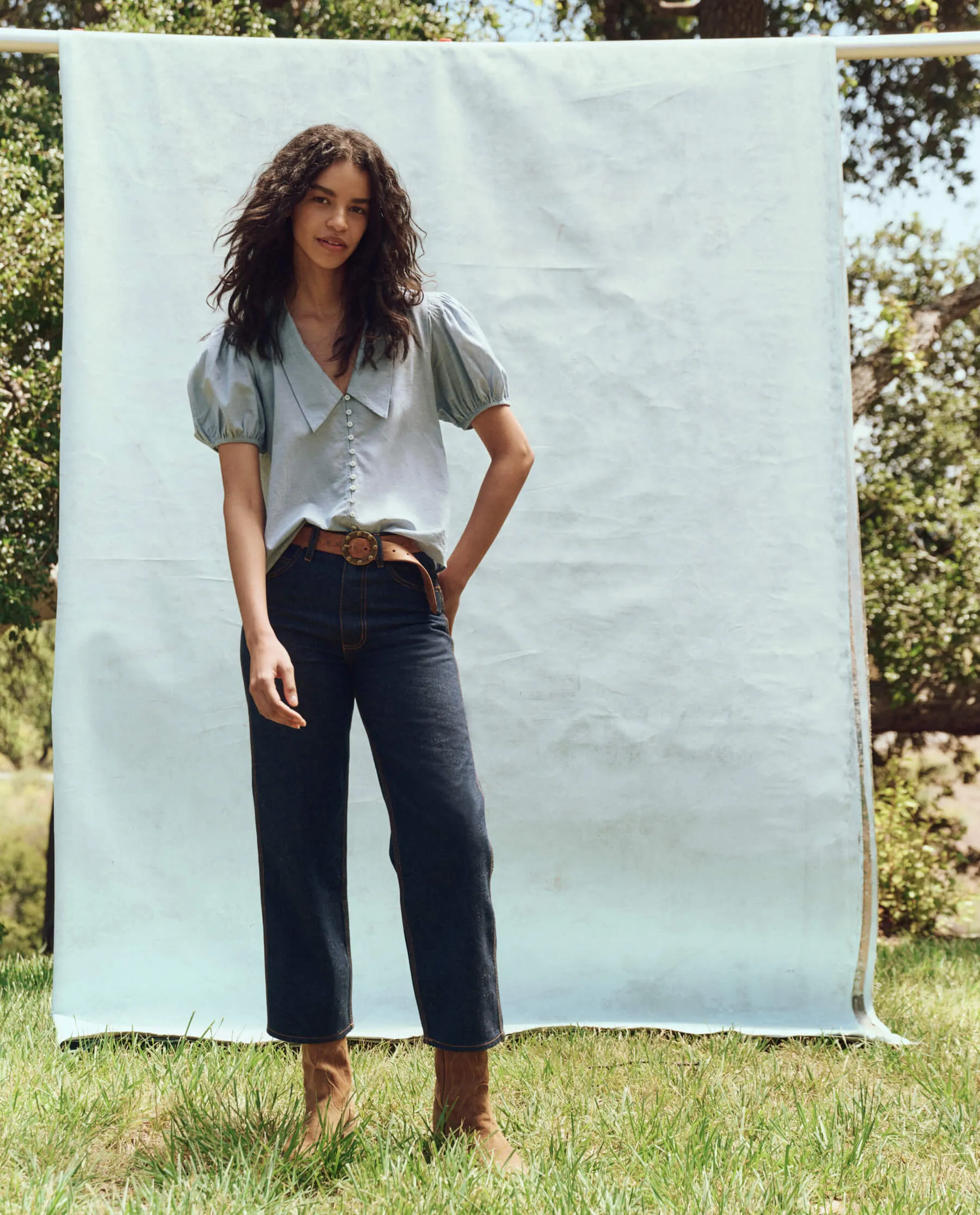 The Fairway Top. -- Light Chambray sold by THE GREAT. product image thumbnail 5