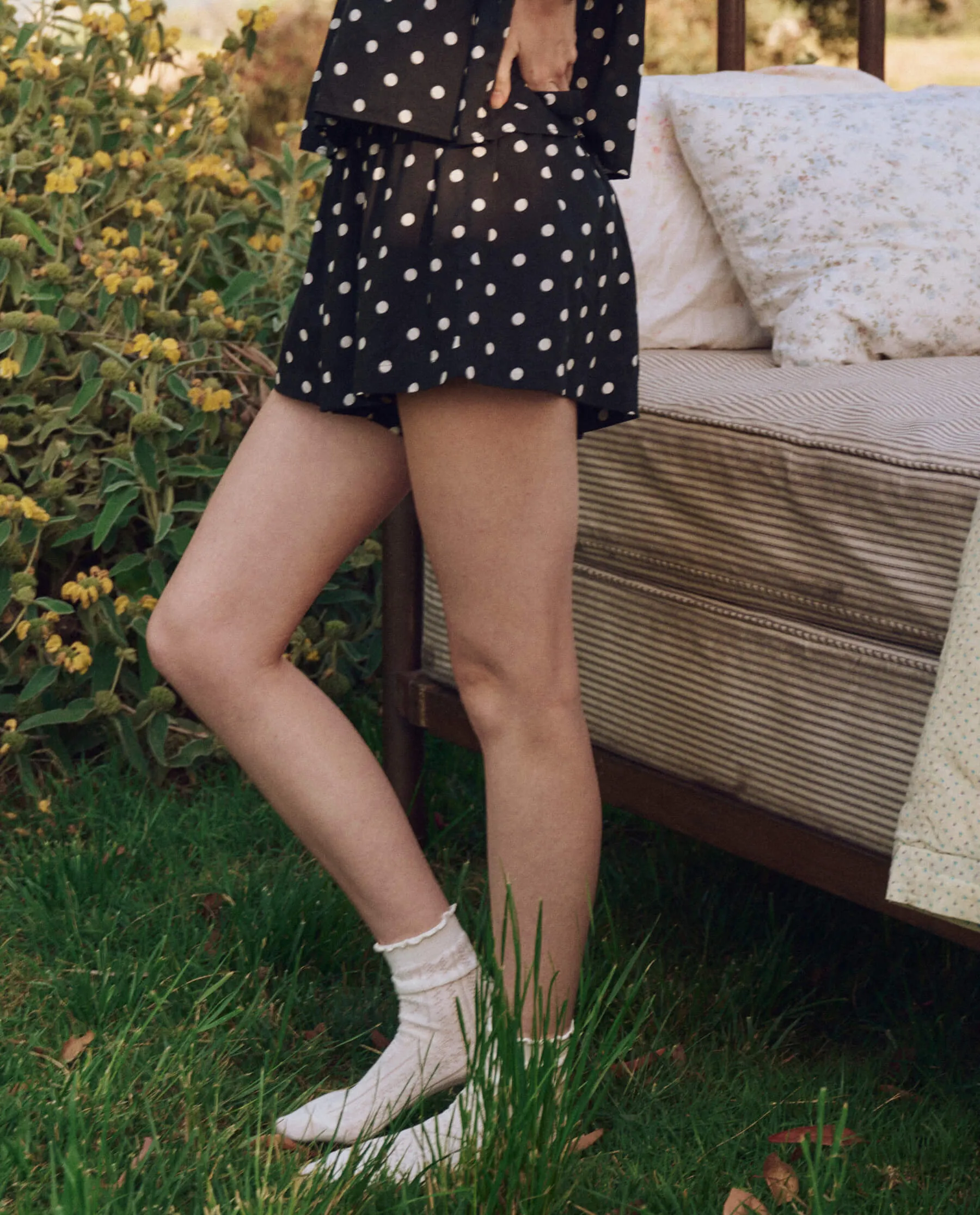 The Smocked Sleep Short. -- Black Polka Dot sold by THE GREAT. product image thumbnail 3