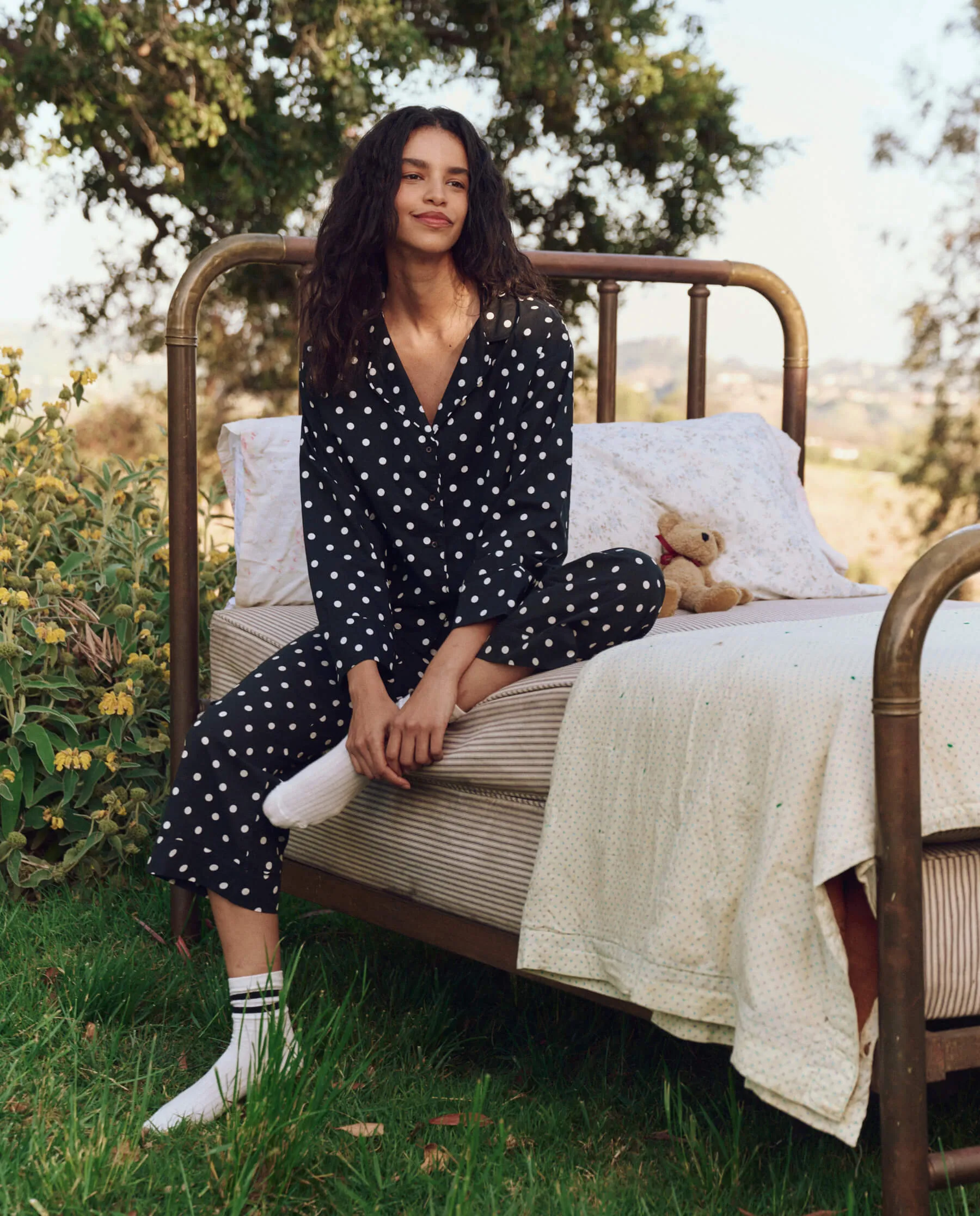 The Pajama Shirt. -- Black Polka Dot sold by THE GREAT. product image thumbnail 4