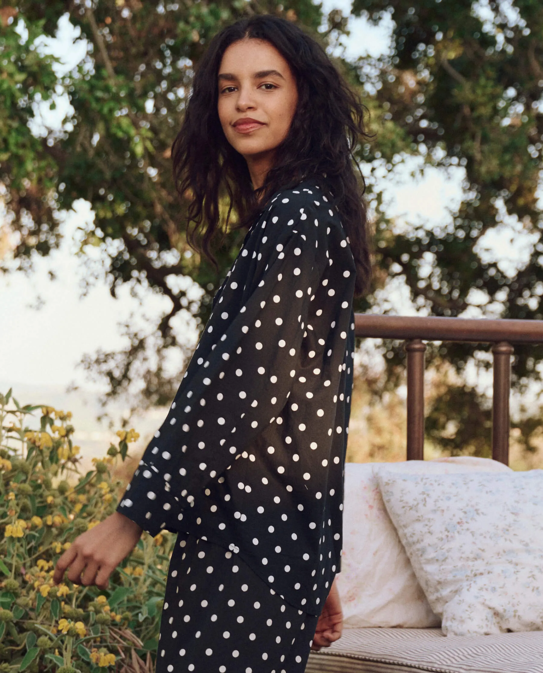 The Pajama Shirt. -- Black Polka Dot sold by THE GREAT. product image thumbnail 3