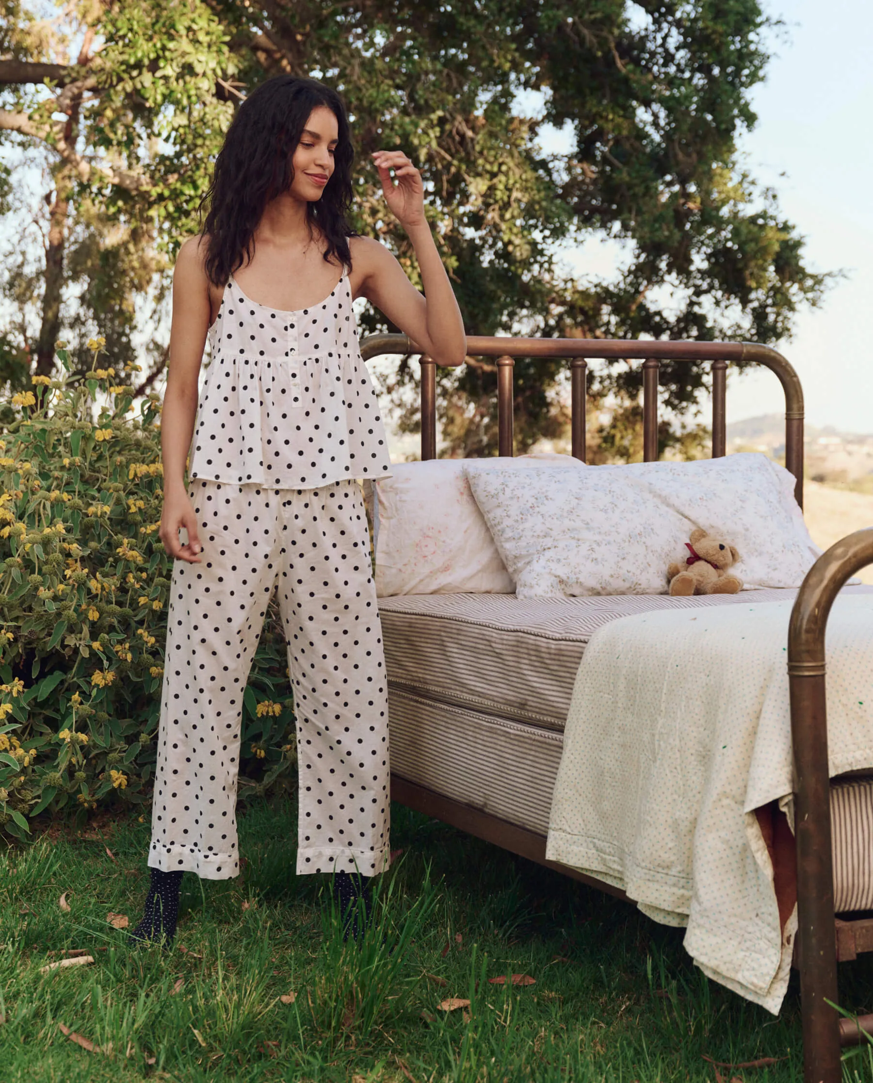 The Easy Sleep Pant. -- Cream Polka Dot sold by THE GREAT. product image thumbnail 4
