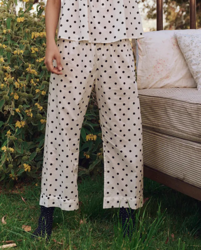 The Easy Sleep Pant. -- Cream Polka Dot sold by THE GREAT.
