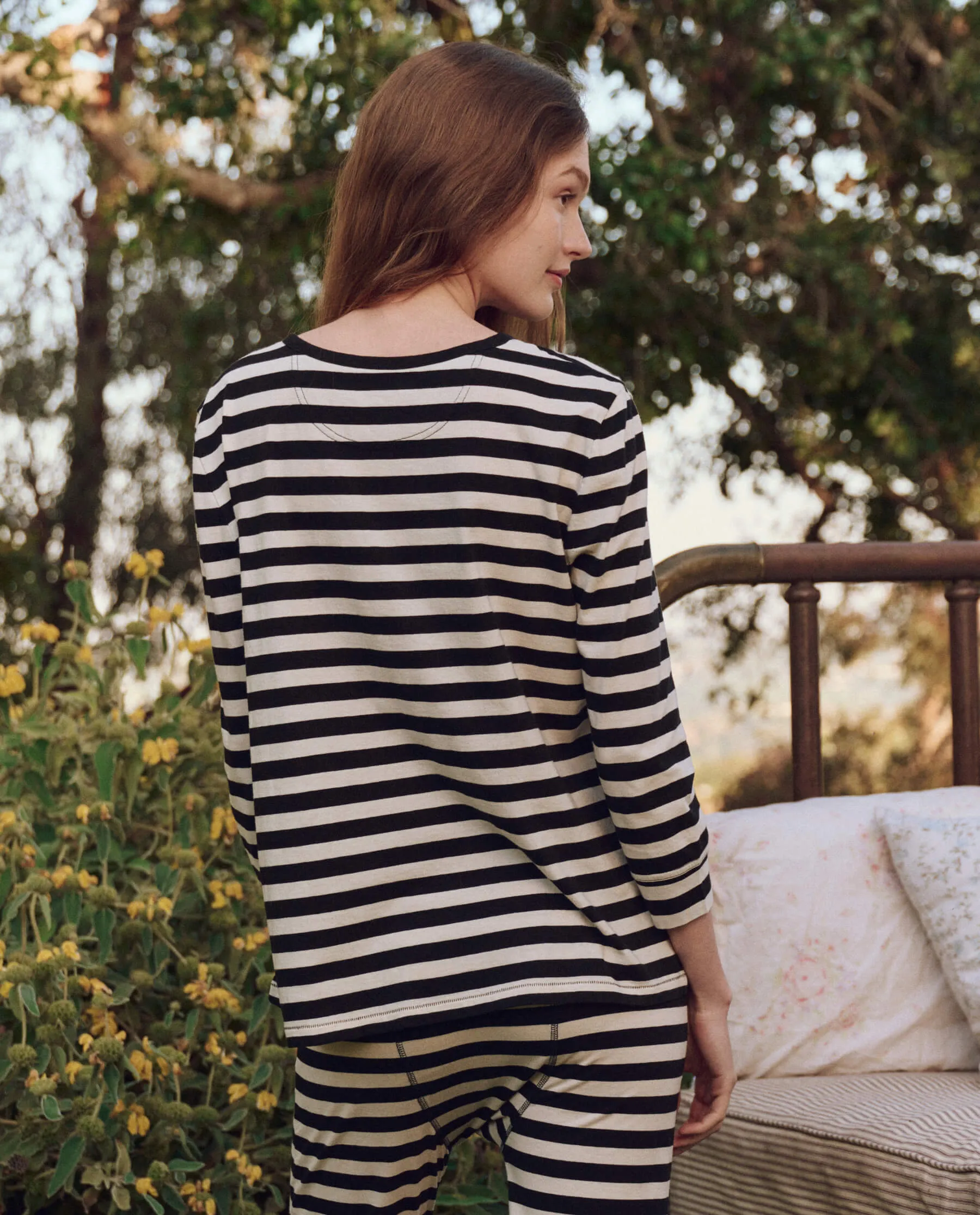 The Sleep Henley. -- Eventide Stripe sold by THE GREAT. product image thumbnail 2