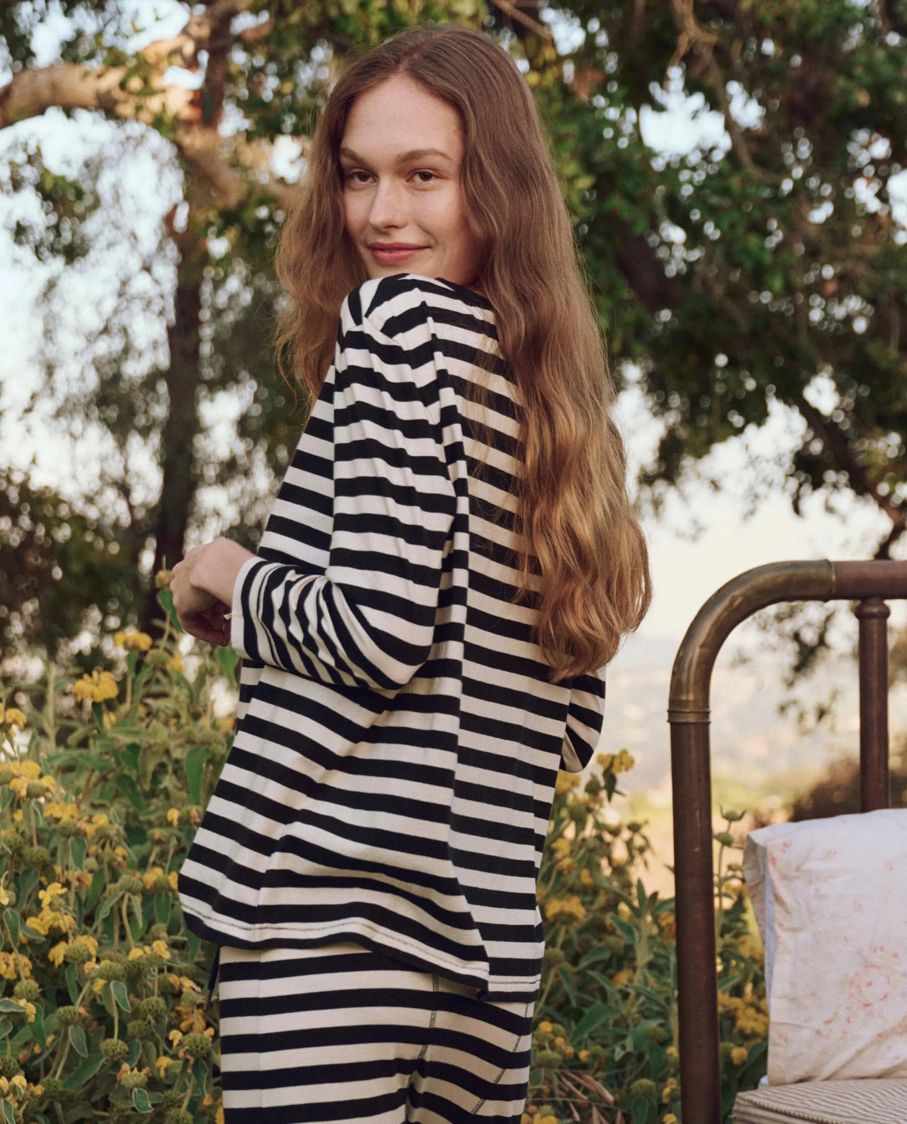 The Sleep Henley. -- Eventide Stripe sold by THE GREAT. product image thumbnail 3