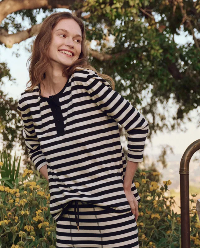 The Sleep Henley. -- Eventide Stripe sold by THE GREAT.