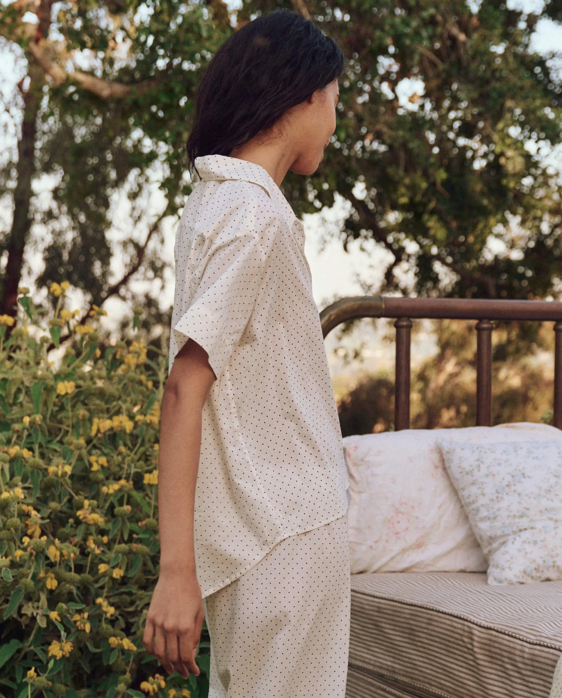 The Short Sleeve Pajama Shirt. -- Mini Cream Polka Dot sold by THE GREAT. product image thumbnail 3