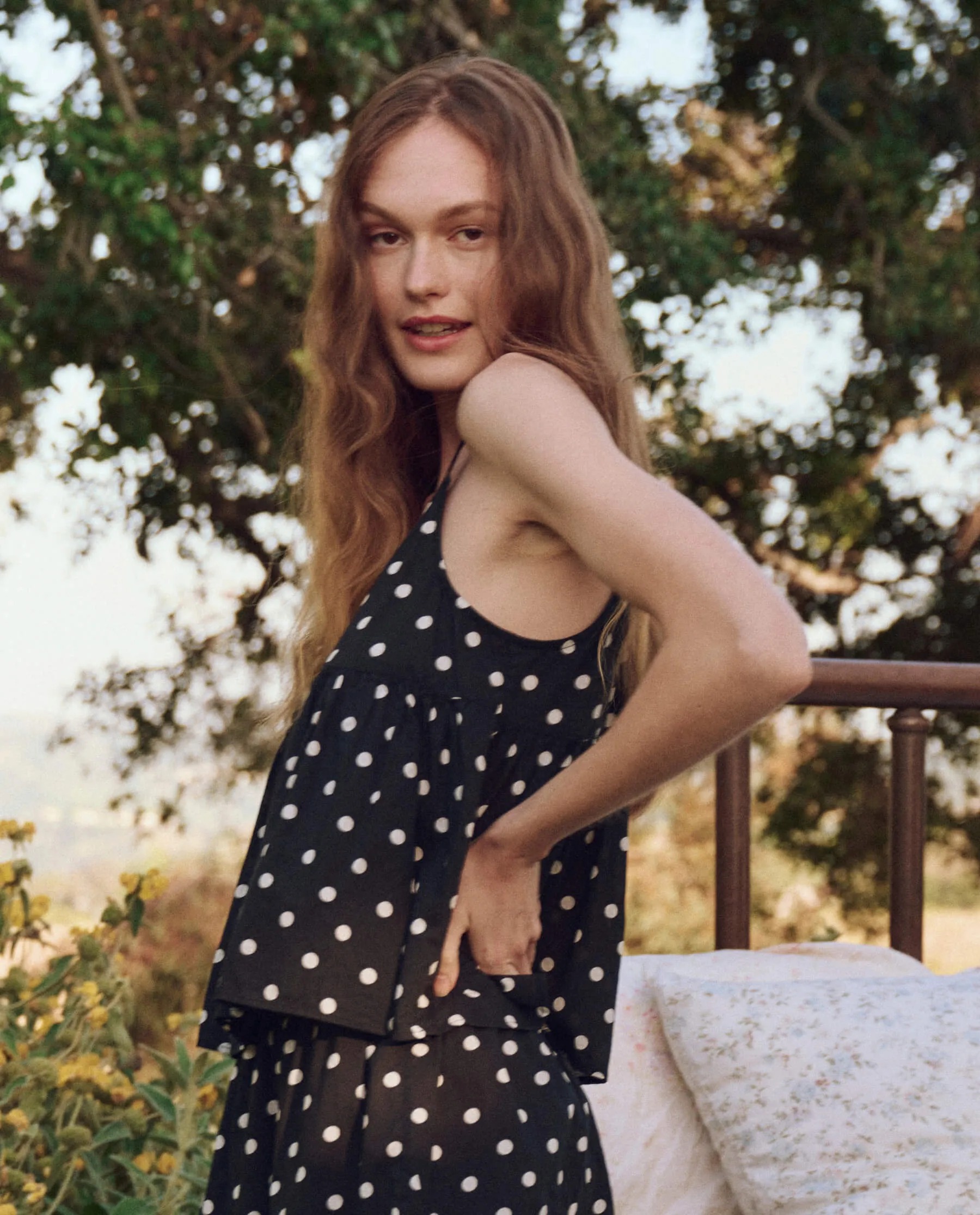 The Nighttime Cami. -- Black Polka Dot sold by THE GREAT. product image thumbnail 3