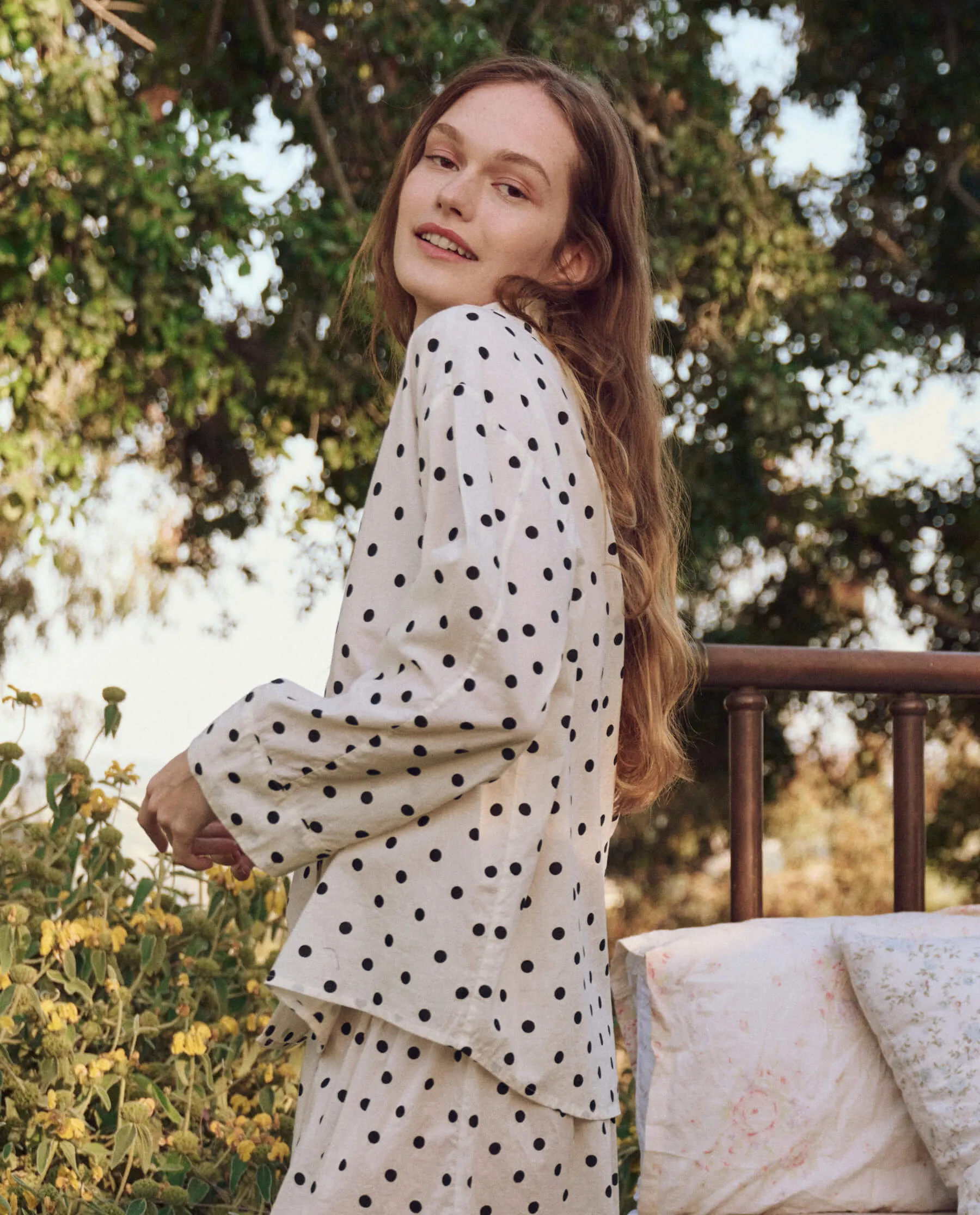 The Pajama Shirt. -- Cream Polka Dot sold by THE GREAT. product image thumbnail 3