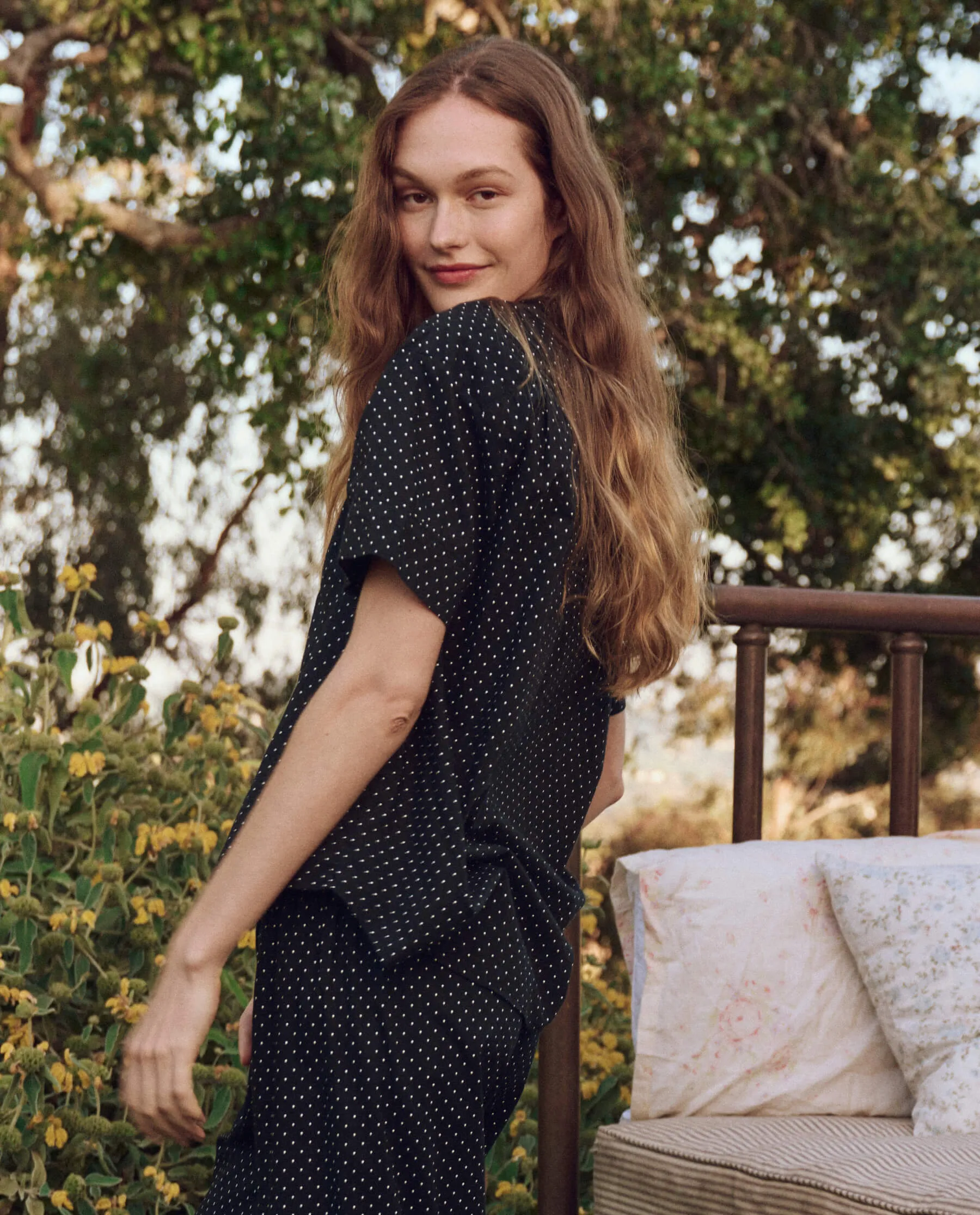 The Short Sleeve Pajama Shirt. -- Mini Black Polka Dot sold by THE GREAT. product image thumbnail 3