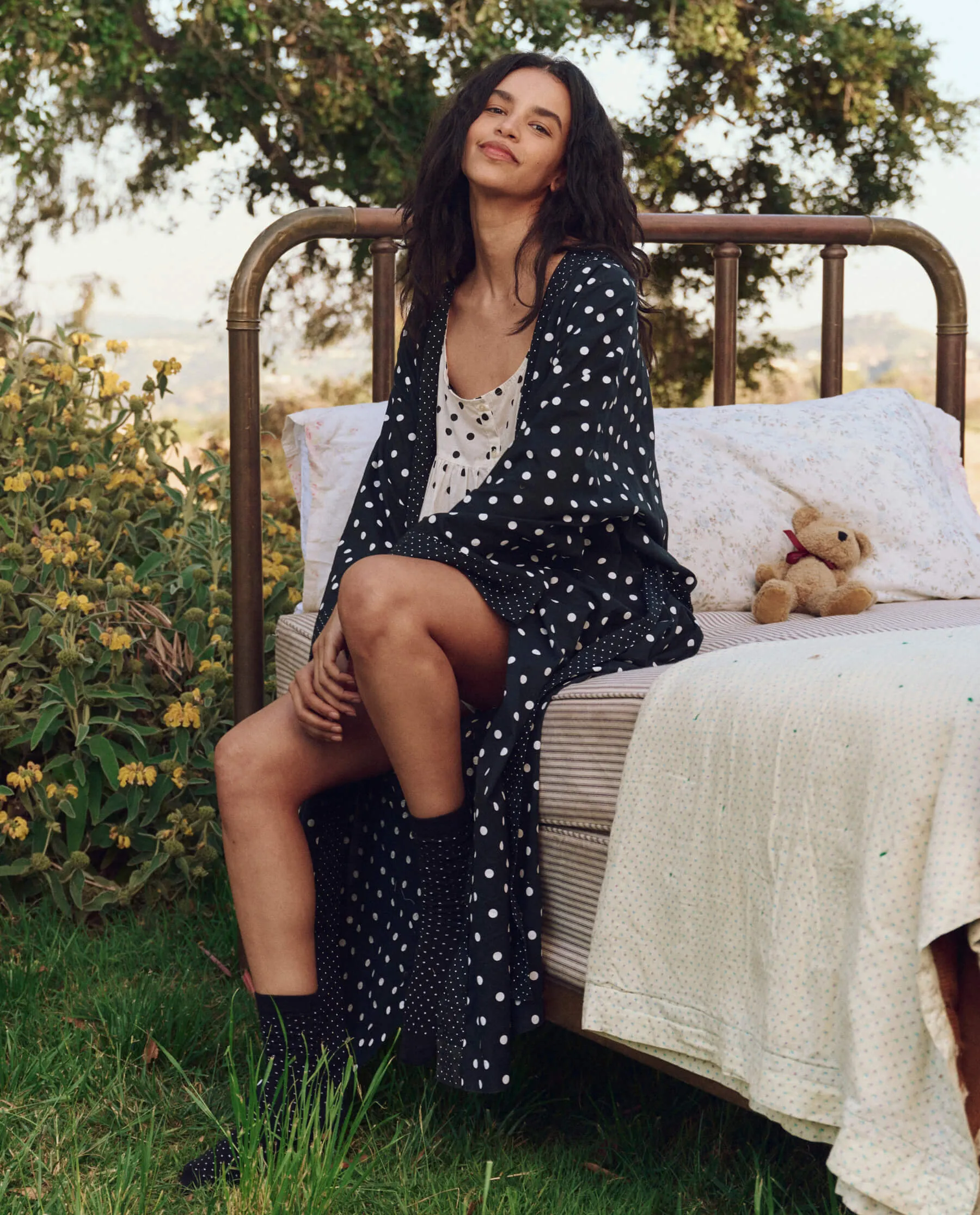 The Robe. -- Black Mixed Polka Dot sold by THE GREAT. product image thumbnail 3