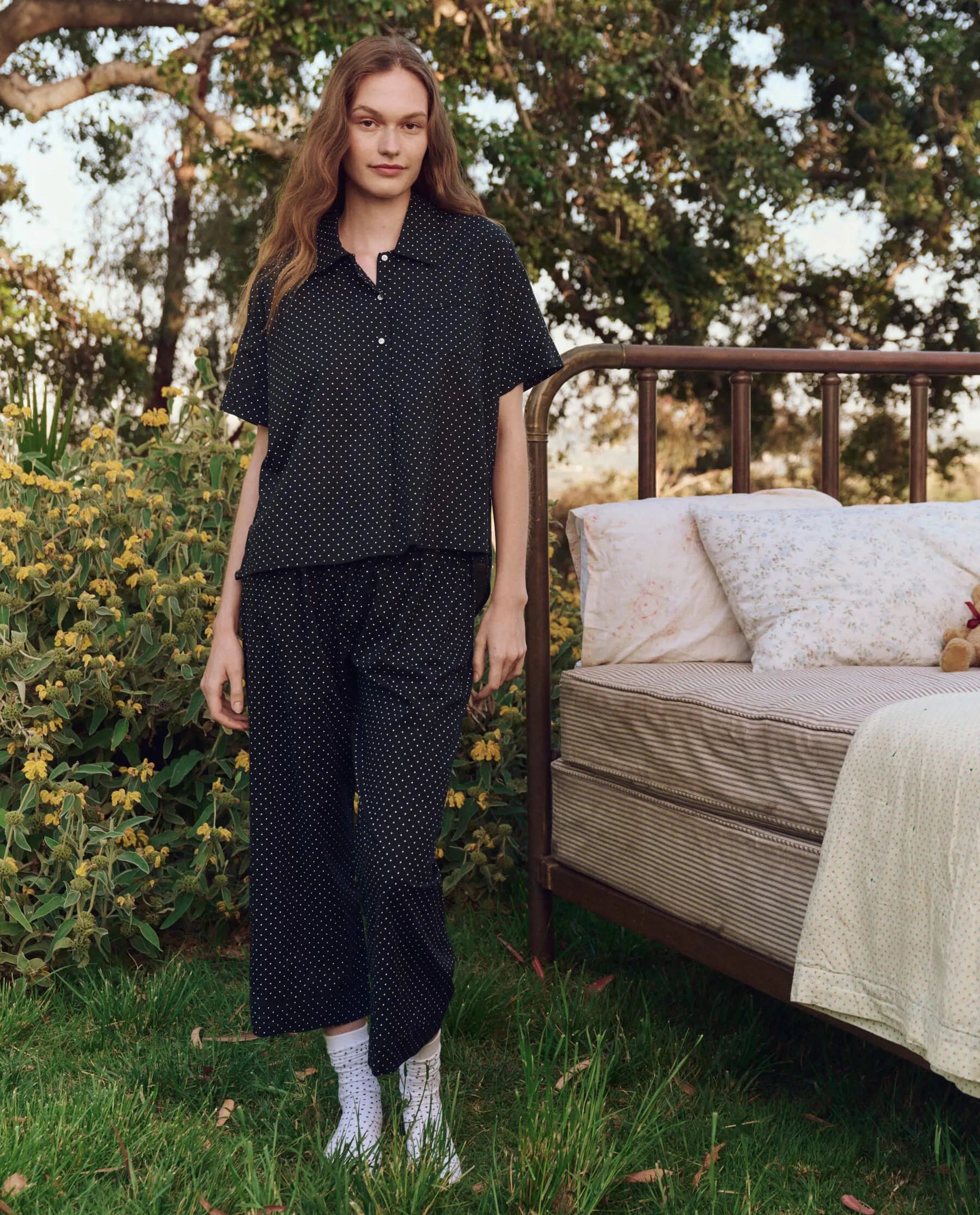 The Easy Sleep Pant. -- Mini Black Polka Dot sold by THE GREAT. product image thumbnail 4