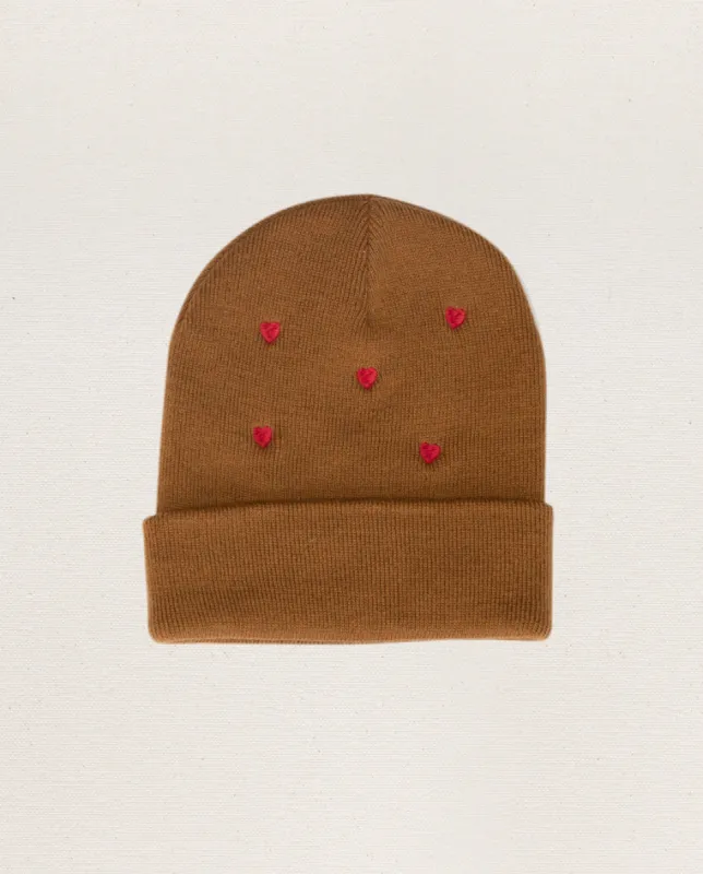 The Embroidered Beanie. -- Caramel Heart made by THE GREAT.
