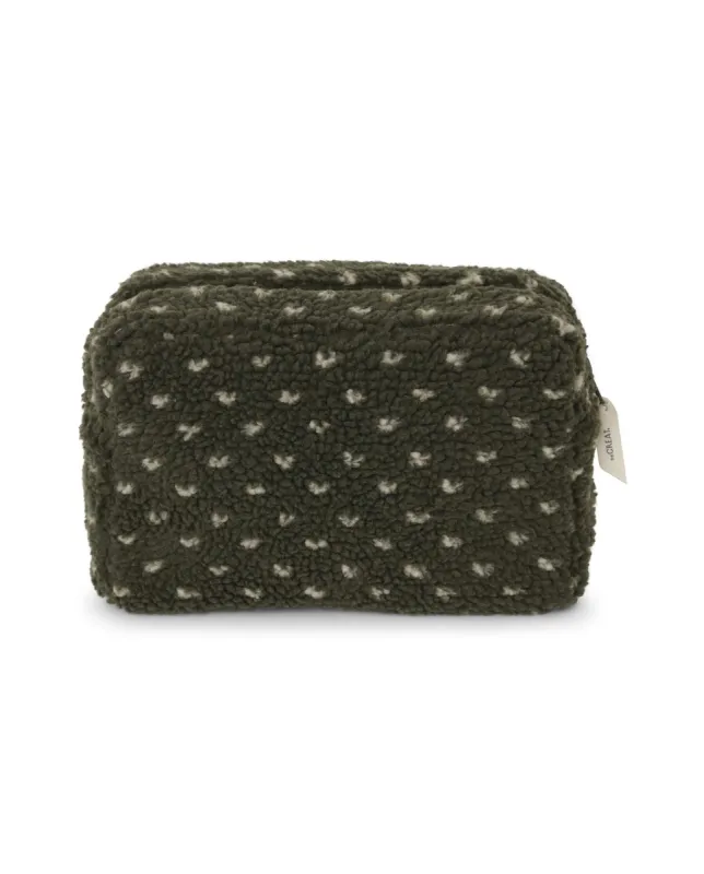 The Sherpa Pouch. -- Olive Heart Check sold by THE GREAT.