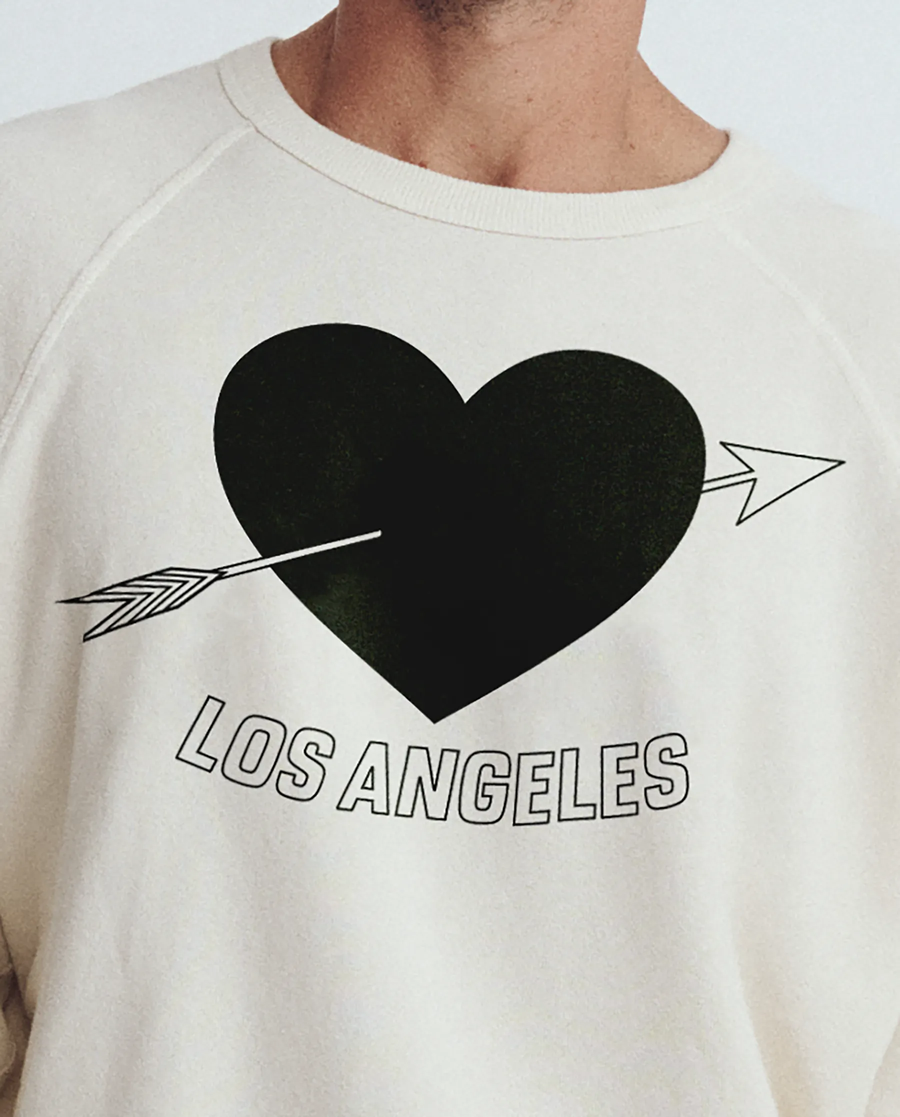 The Men's College Sweatshirt. Graphic -- Washed White with Los Angeles Heart Graphic sold by THE GREAT. product image thumbnail 2