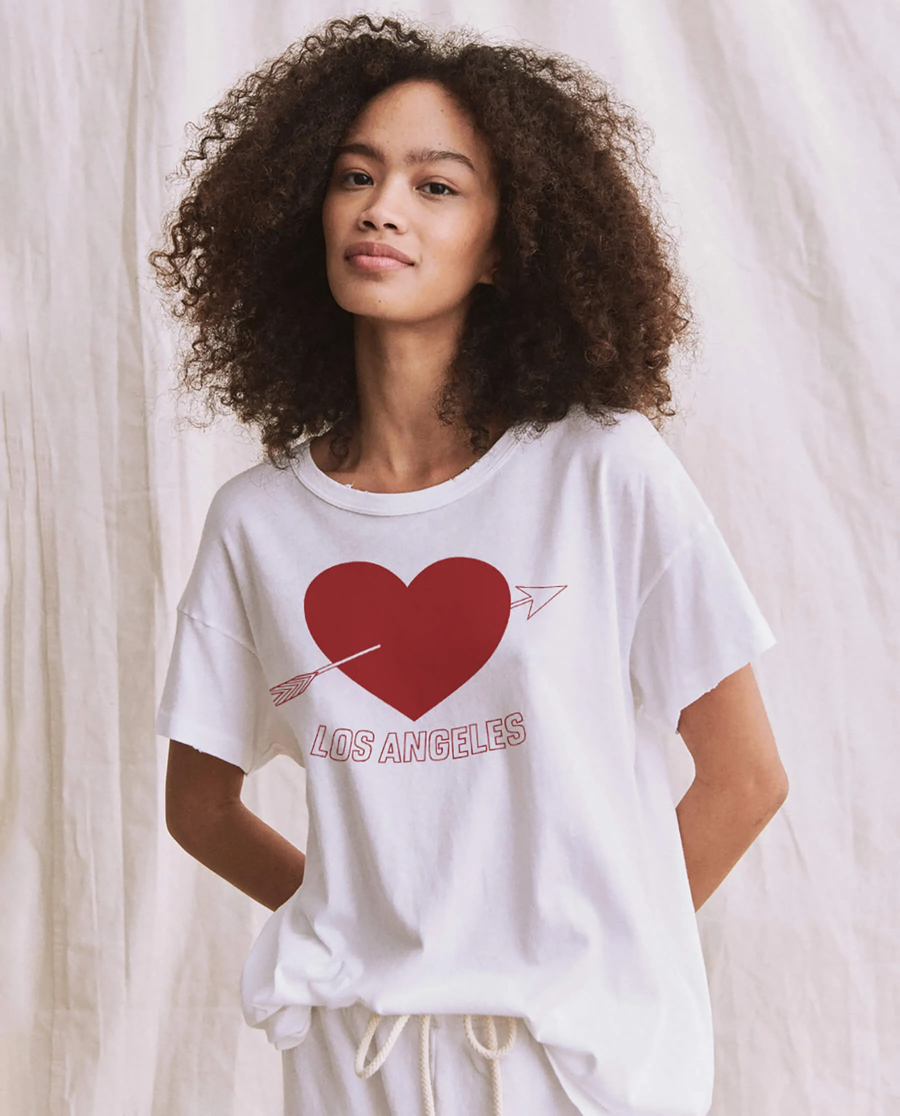 The Boxy Crew. Graphic -- True White with Los Angeles Heart Graphic sold by THE GREAT.