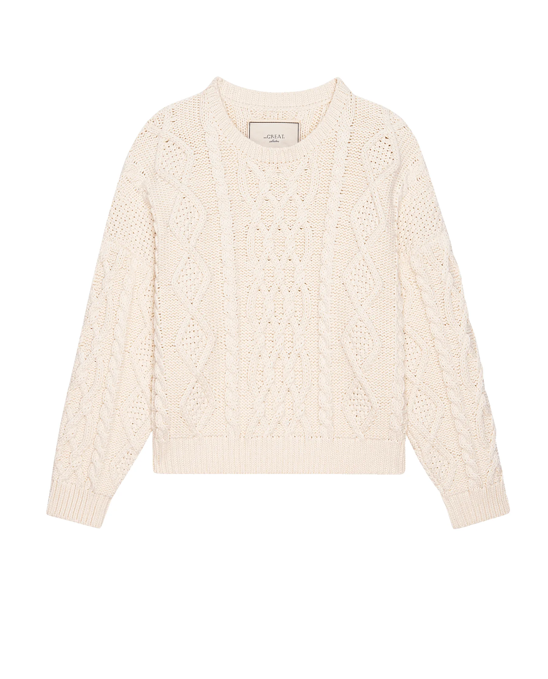 The Classic Cable Pullover. -- Cream sold by THE GREAT. product image thumbnail 4